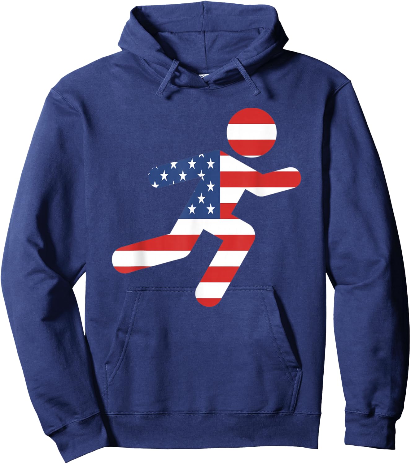 Red White and Blue Patriotic Runner Running Man - USA Hoodie - Hoodie | Navy