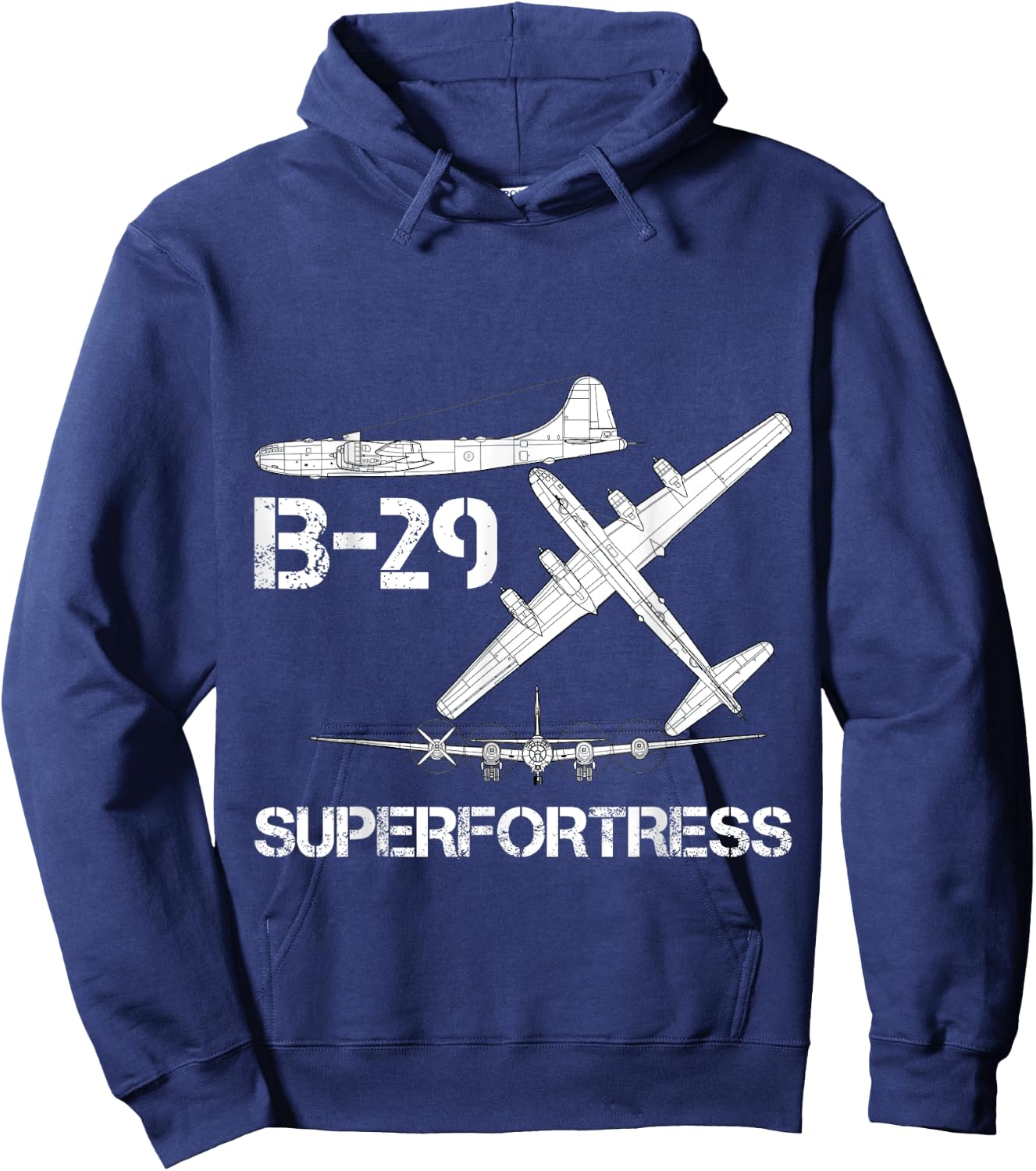 B-29 Superfortress WW2 Heavy Bomber Aircraft Blueprint Hoodie - Hoodie | Navy
