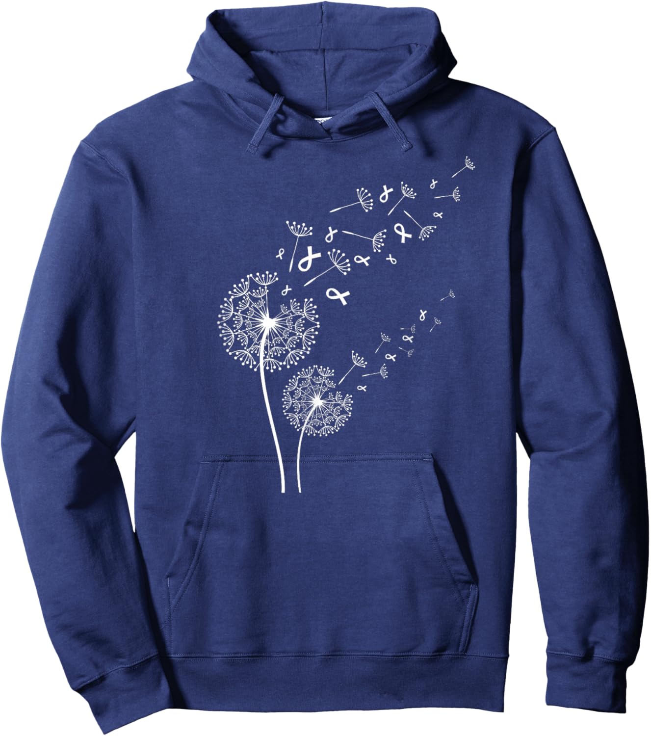 Dandelion Lung Cancer Awareness Month White Ribbons Hoodie - Hoodie | Navy
