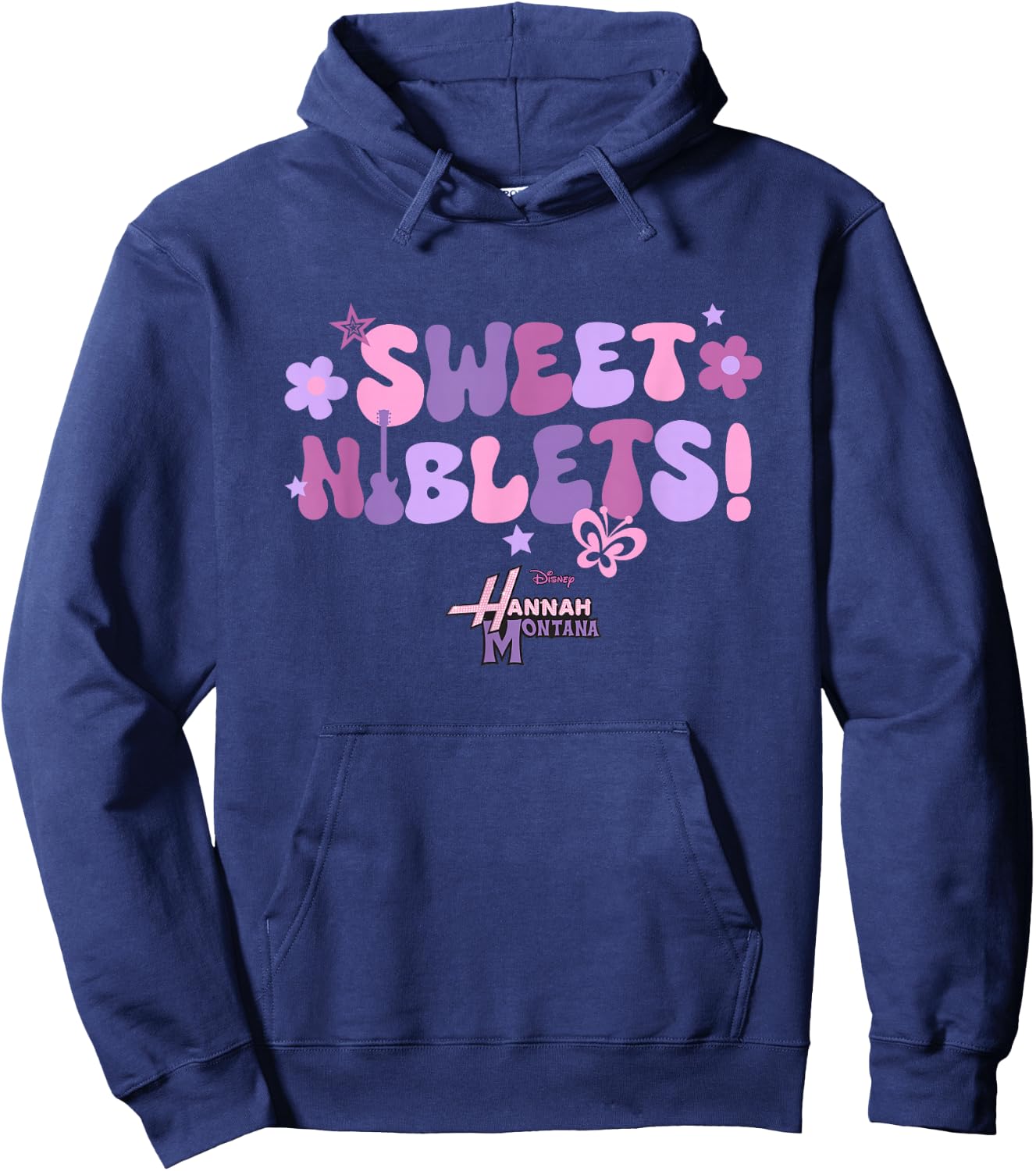 Disney Hannah Montana Sweet Niblets! Floral Chest Text Logo Hoodie - Hoodie | Navy