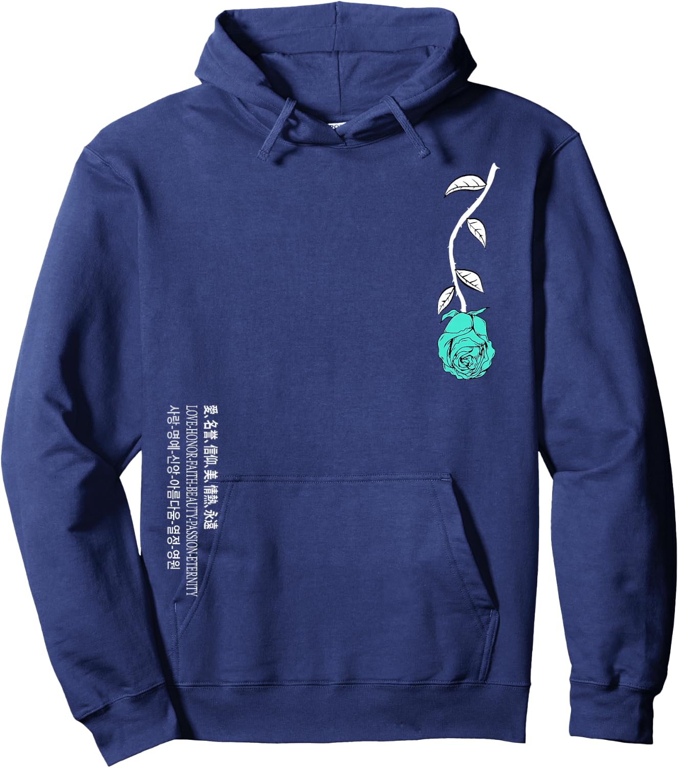Light Teal Aqua A Rose Is Never Lost Light In Translation Hoodie - Hoodie | Navy