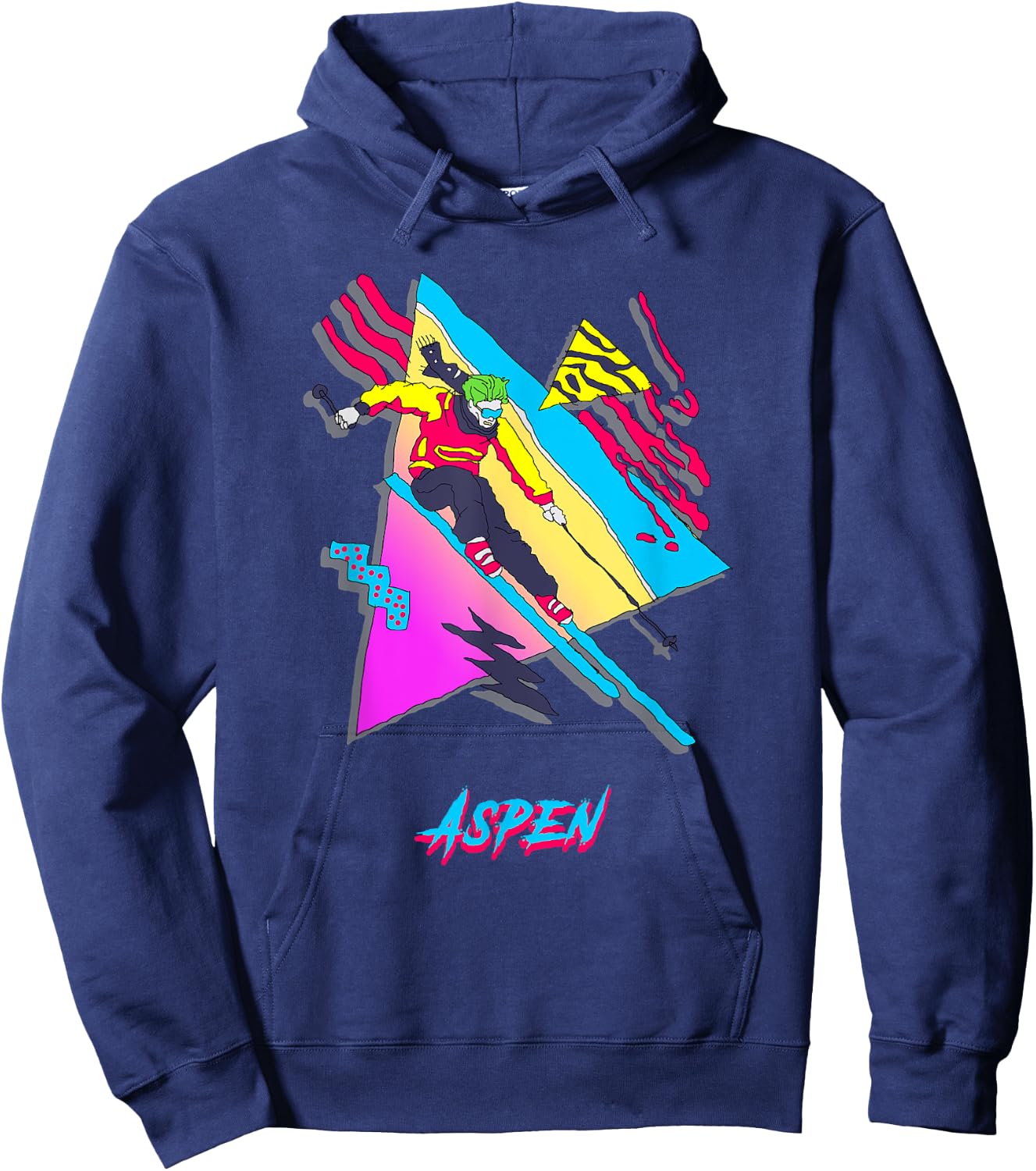 Retro Vintage 80s Skier Aspen Mountain Adventure Hoodie - Hoodie | Navy