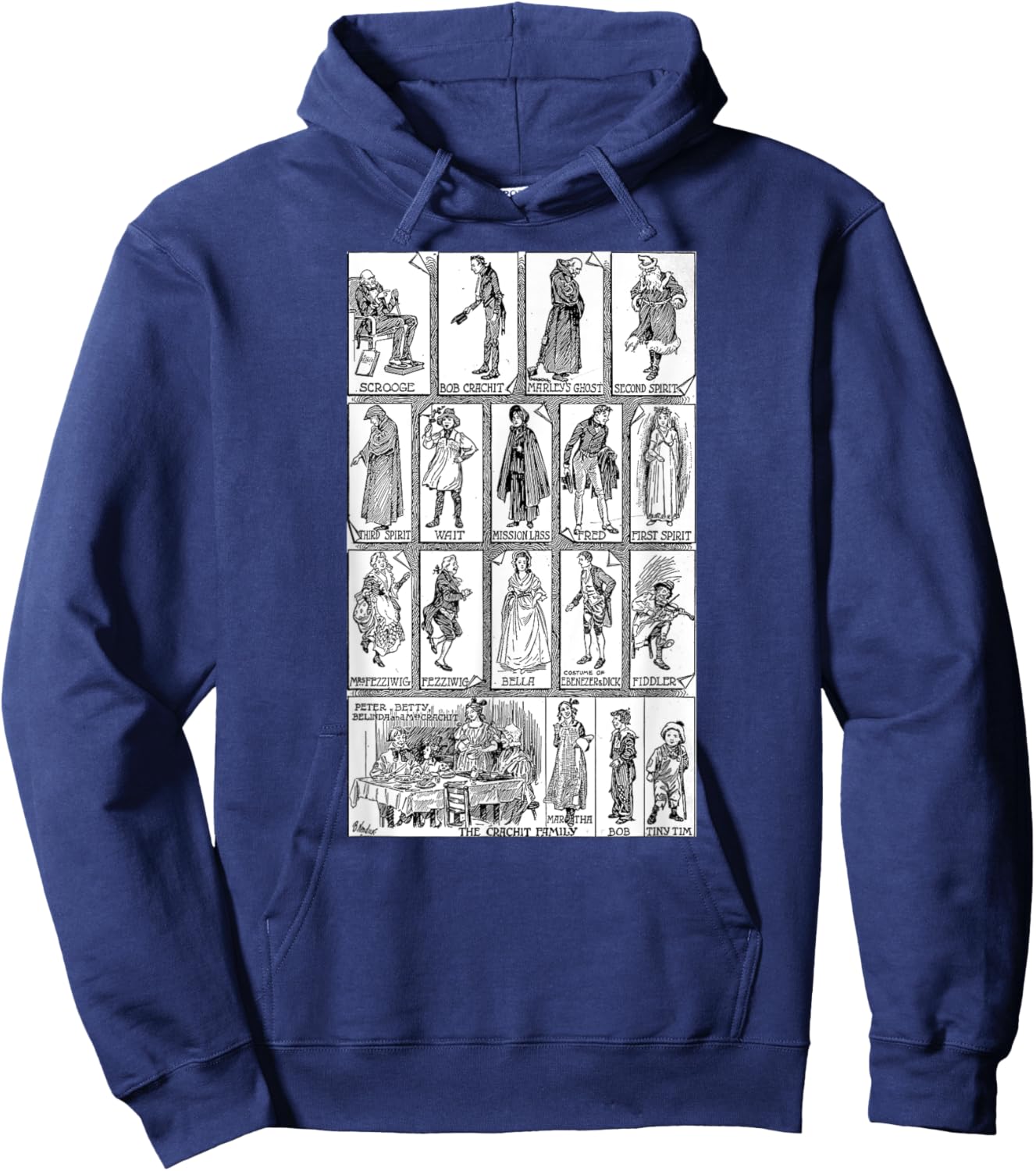 Character Montage A Christmas Song Vintage Scrooge Hoodie - Hoodie | Navy