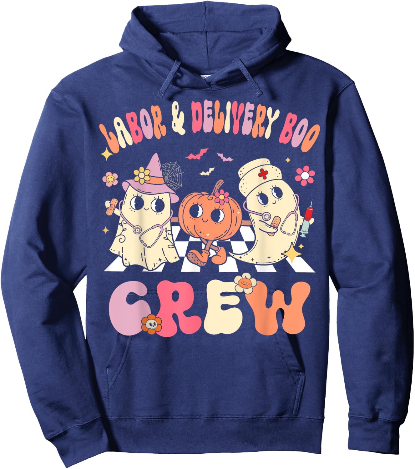 Labor & Delivery Boo Crew Funny Halloween Costume L&D Nurse Hoodie - Hoodie | Navy
