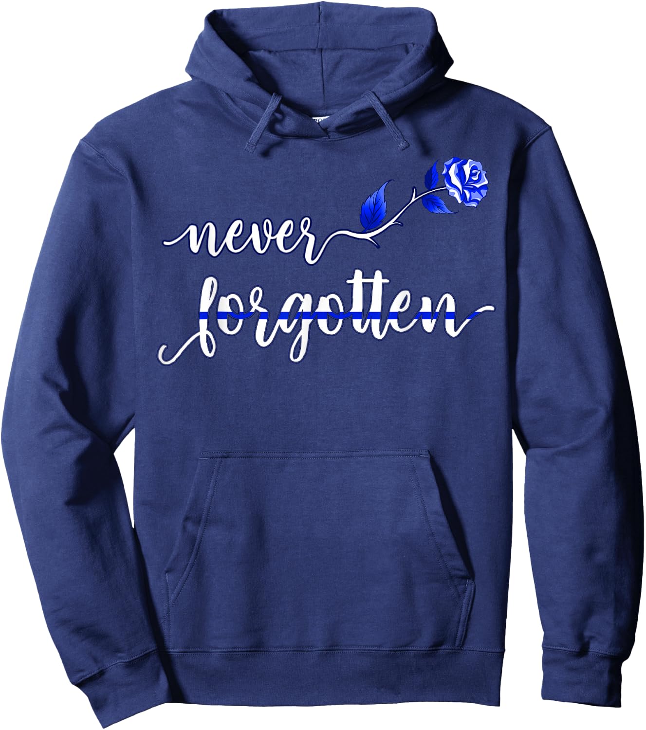Thin Blue Line Flag Law Enforcement Officer Never forgotten Hoodie - Hoodie | Navy