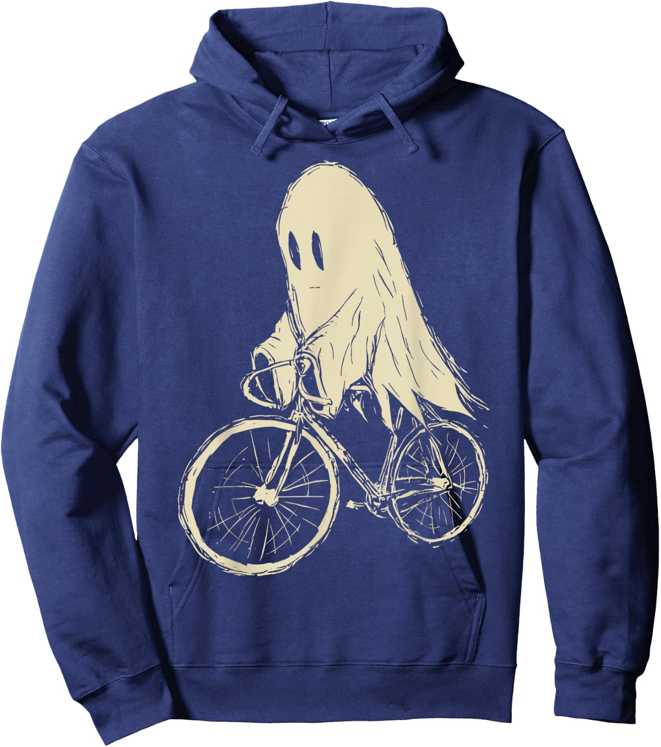 Vintage Ghost Riding Bicycle Cycing Biking Halloween Hoodie - Hoodie | Navy