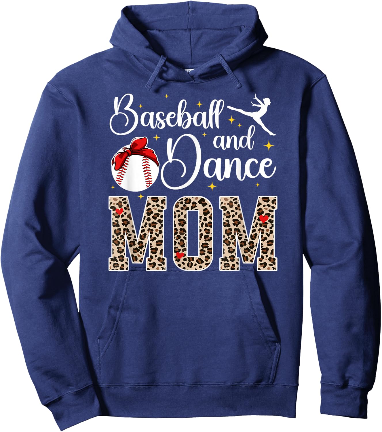 Baseball And Dance Mom Leopard Dancer & Baseball Player Mom Hoodie - Hoodie | Navy