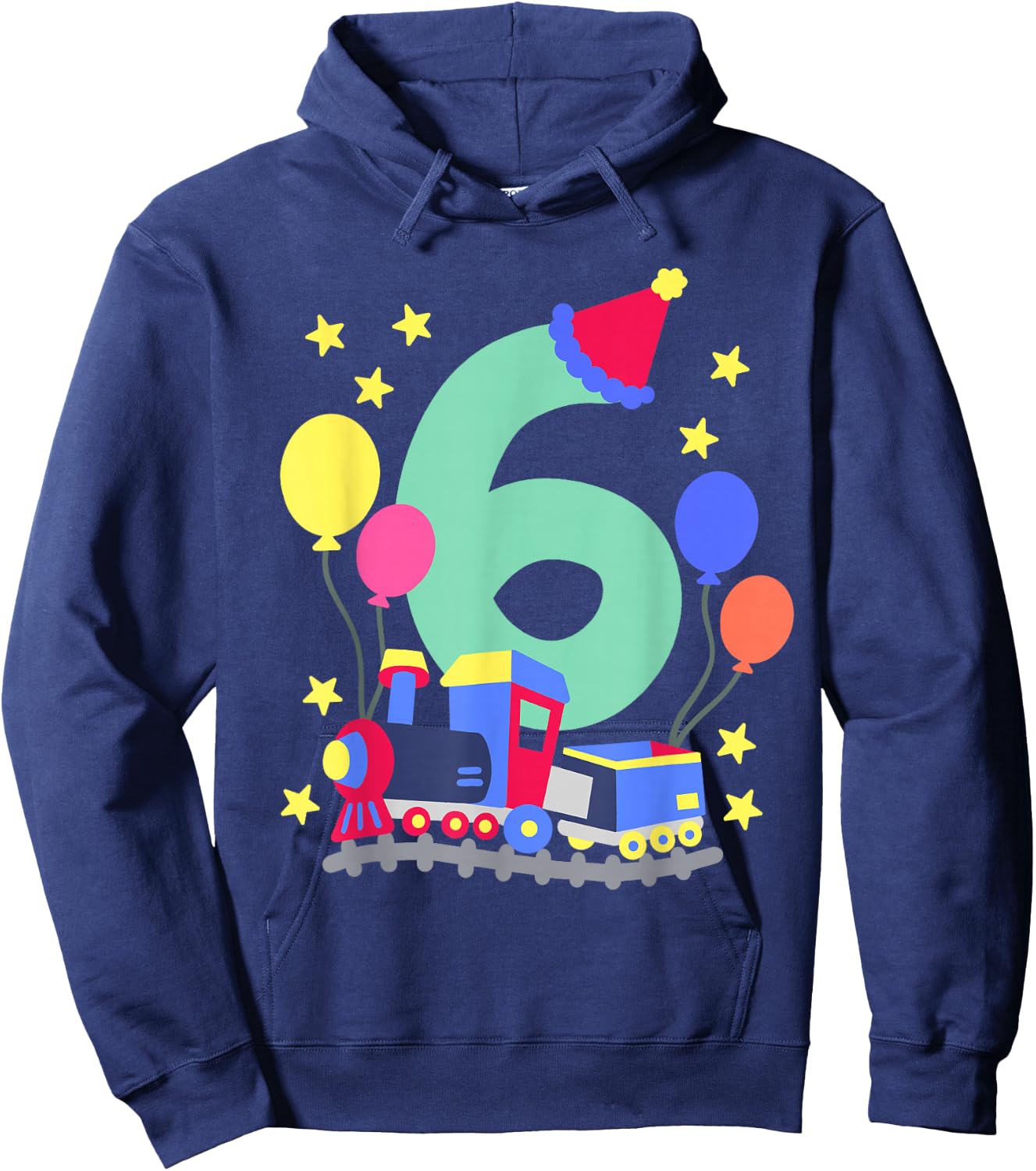 6th Birthday Train Lovers I'm 6 Boys Kids Six Years Old Hoodie - Hoodie | Navy