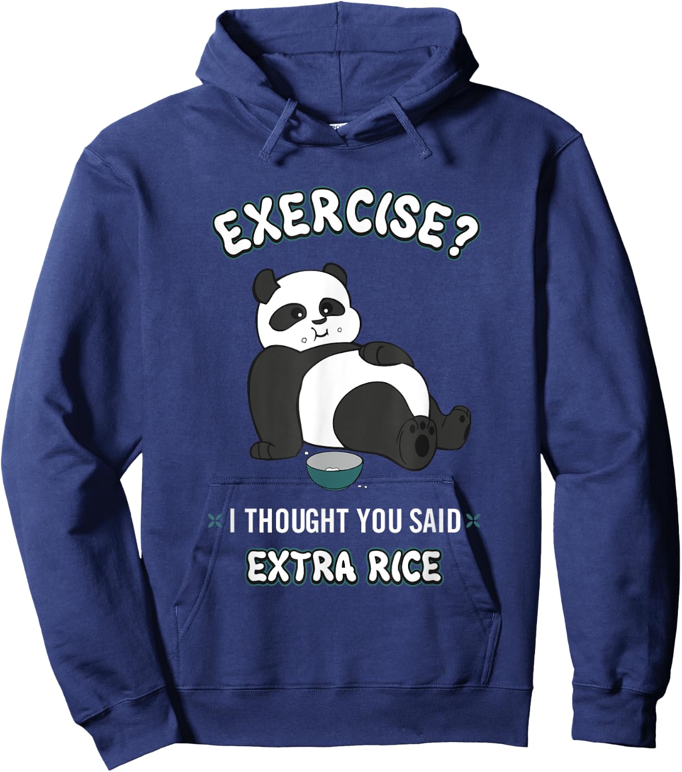 BCC Funny Panda Shirts & Panda Bear Gifts -Adults, Kids Black Sushi Panda Exercise I Thought You Said Extra Rice Hoodie - Hoodie | Navy