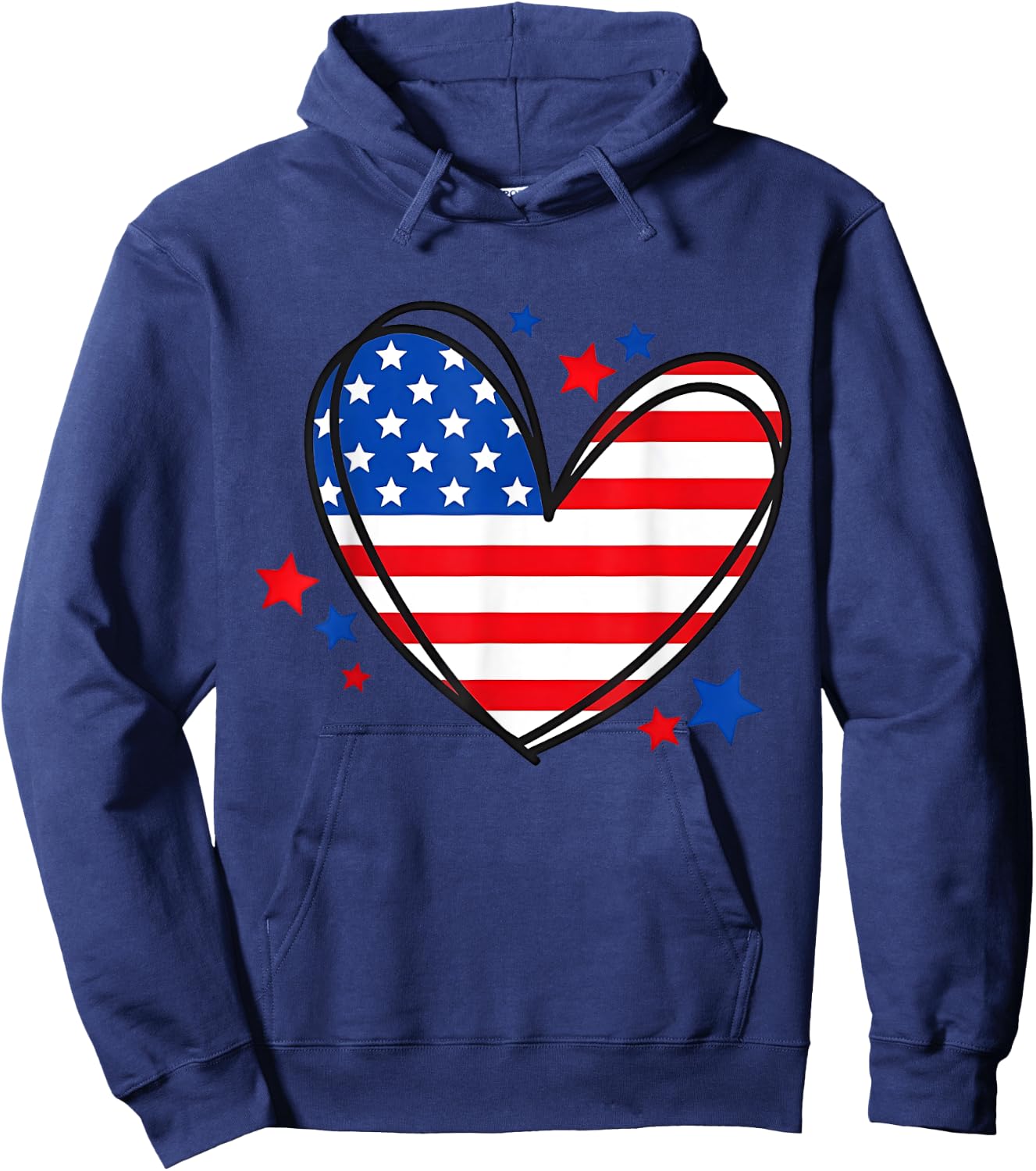 American Flag Heart Independence Day 4th of July Women Kids Hoodie - Hoodie | Navy