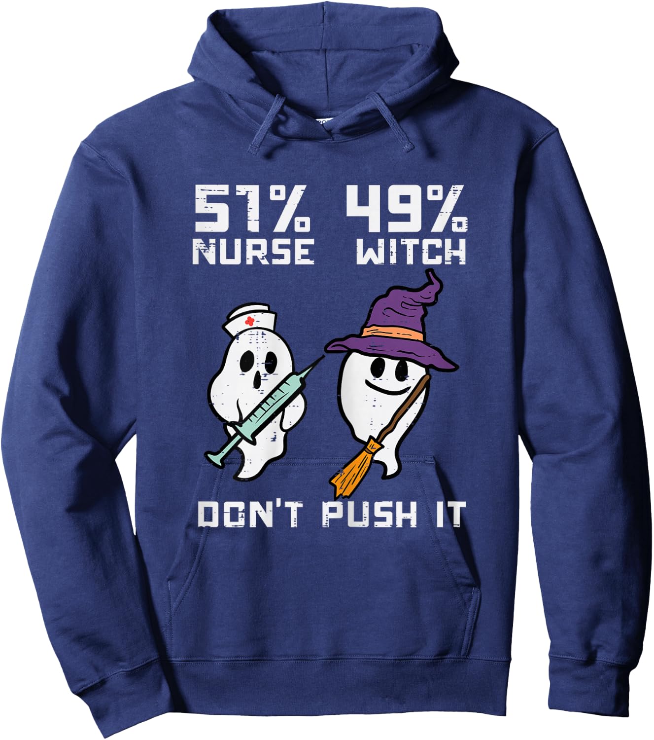 Halloween 51 Percent Nurse Witch Fun Costume Scrub Top Women Hoodie - Hoodie | Navy