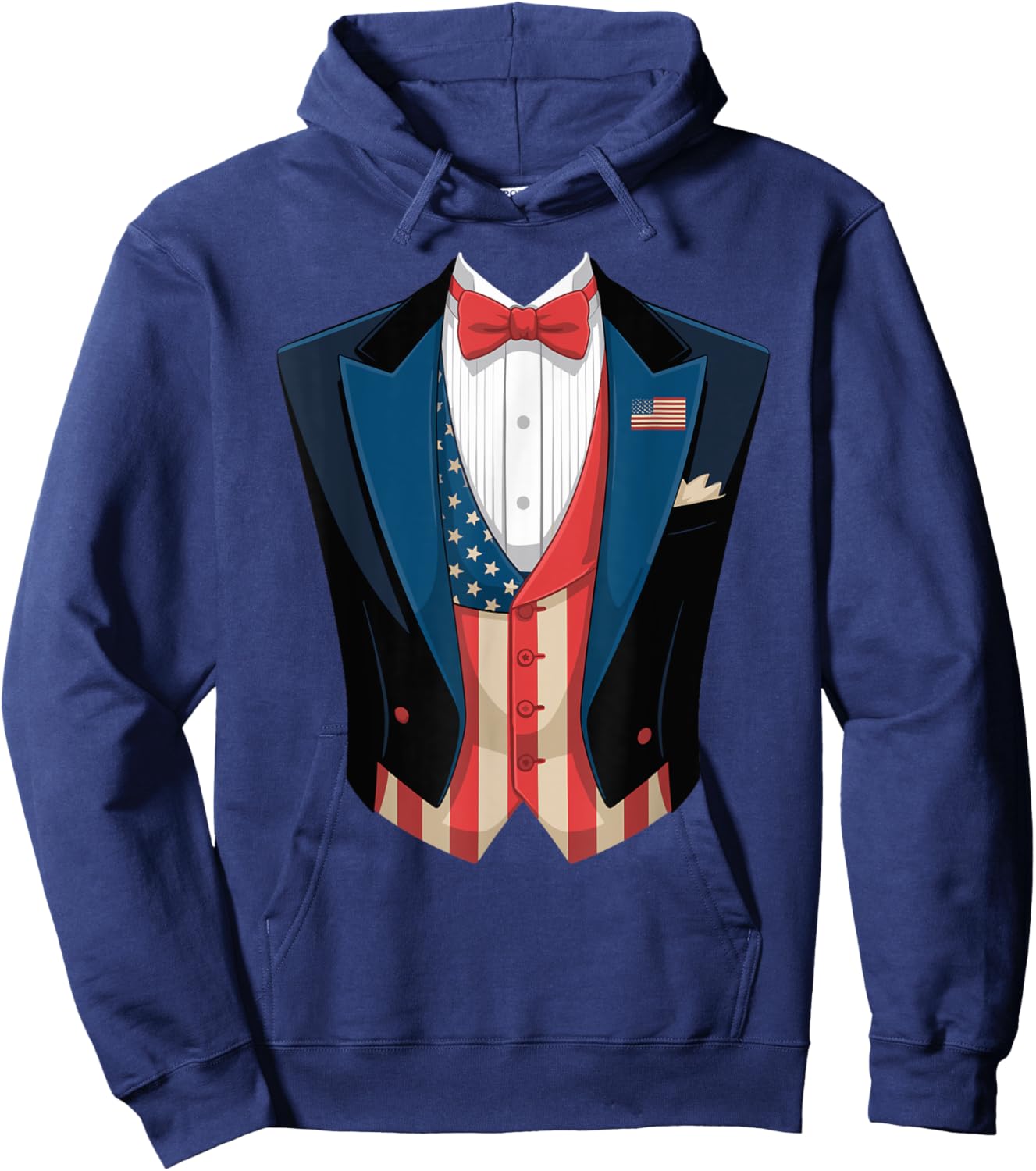 American Flag Tuxedo Costume Funny 4th of July USA Hoodie - Hoodie | Navy