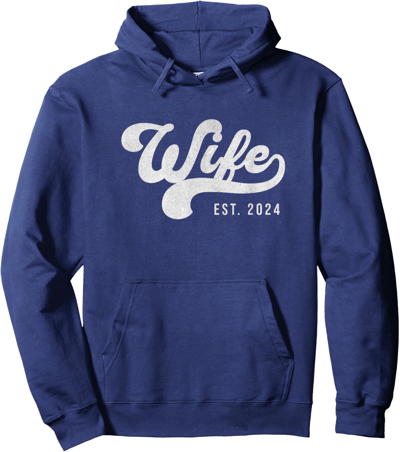 Wife Est. 2024 Married Couple Vintage Matching Wedding Hoodie - Hoodie | Navy
