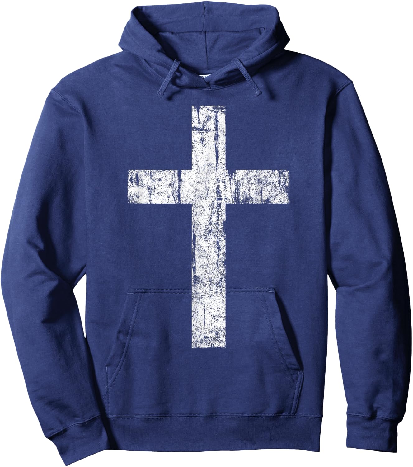 Cross Distressed Style Inspirational Christian Faith Hoodie - Hoodie | Navy