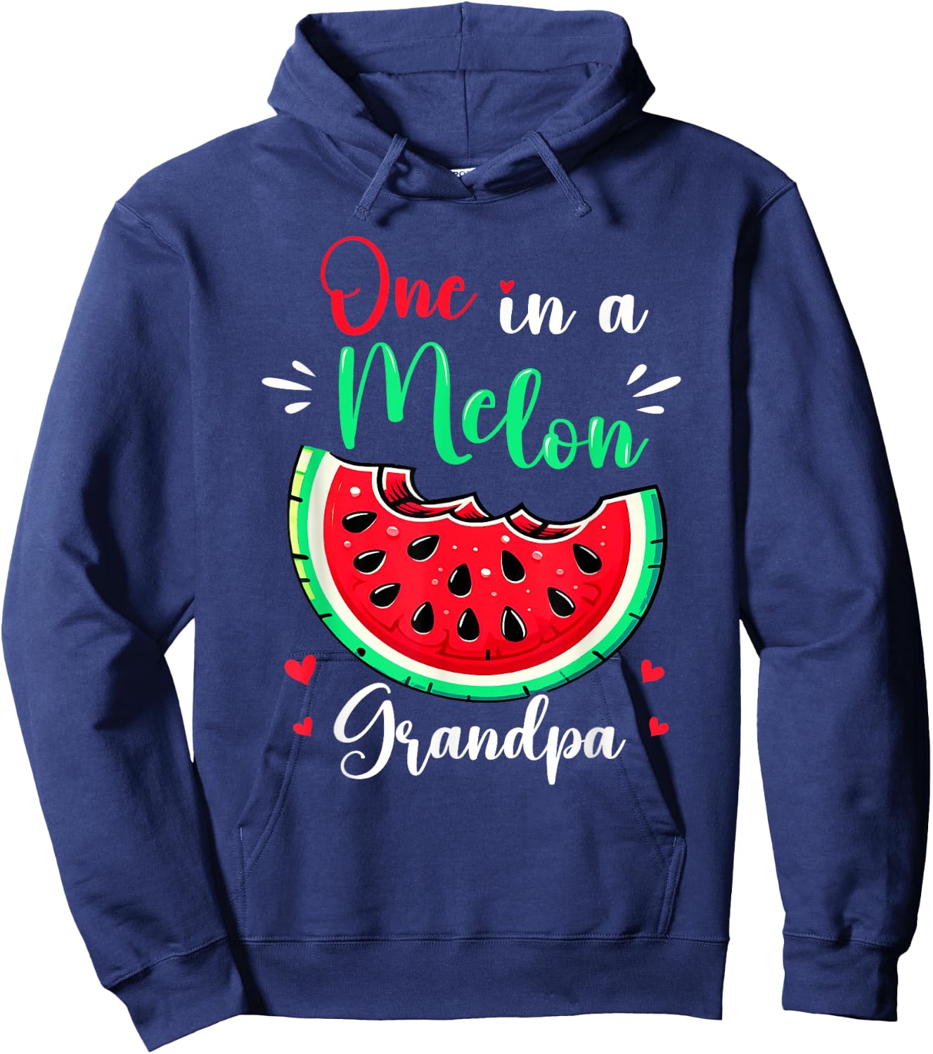 One in a Melon Grandpa Birthday Party Matching Family Funny Hoodie - Hoodie | Navy