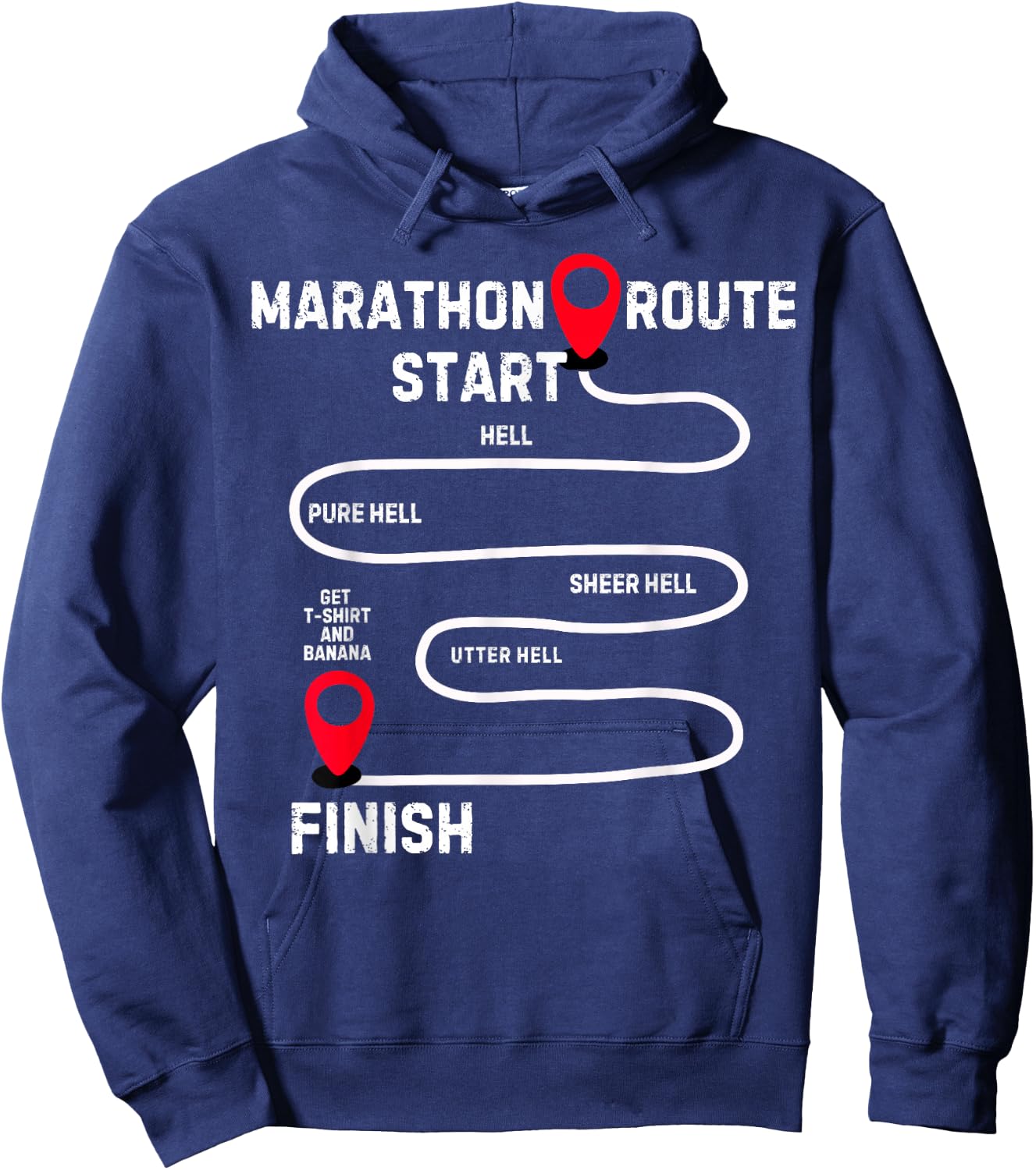 Marathoner Finisher Marathon Running Route Funny Runner Hoodie - Hoodie | Navy