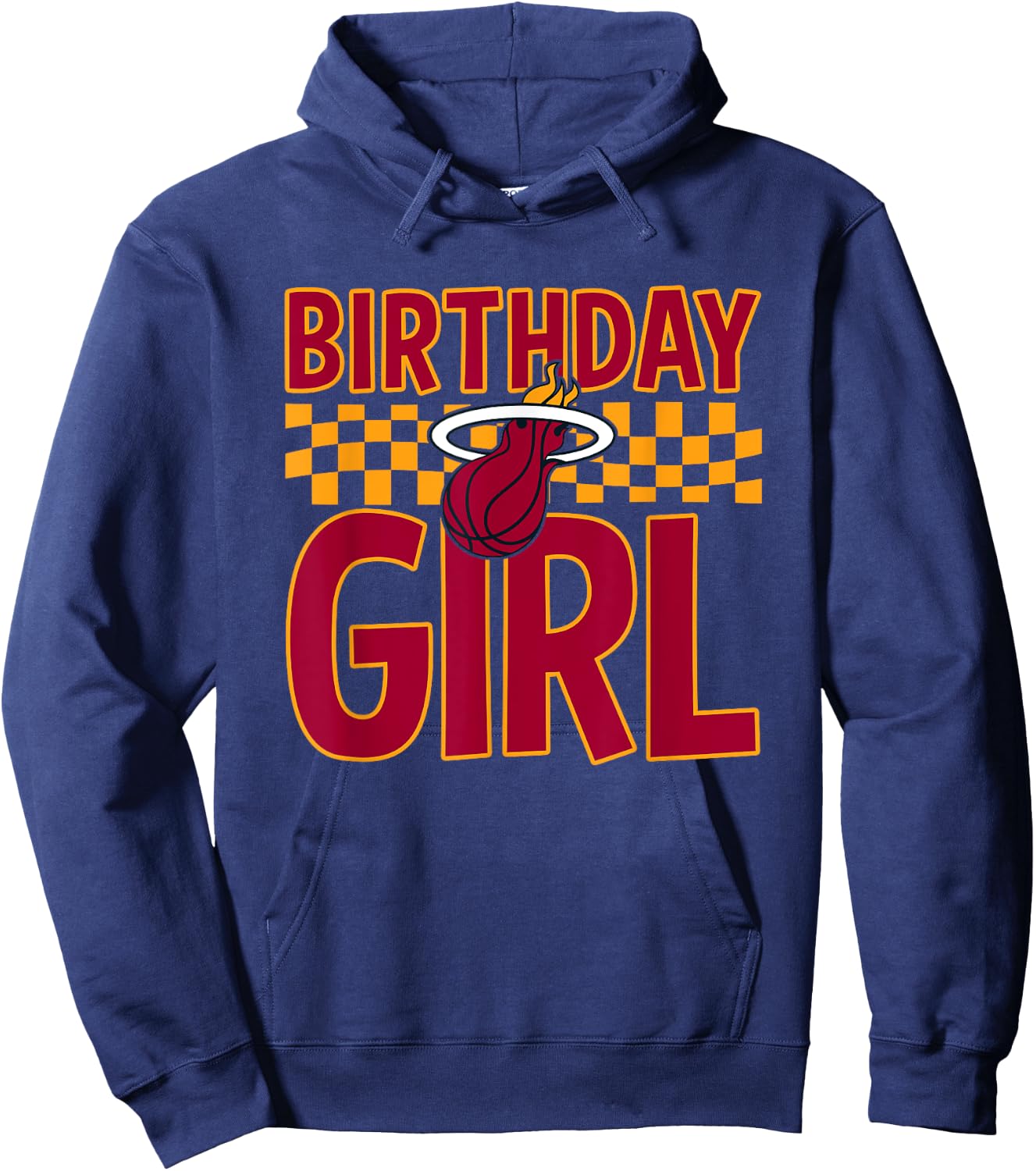 NBA Miami Heat Birthday Girl Checkered Logo Hoodie - Hoodie | Navy