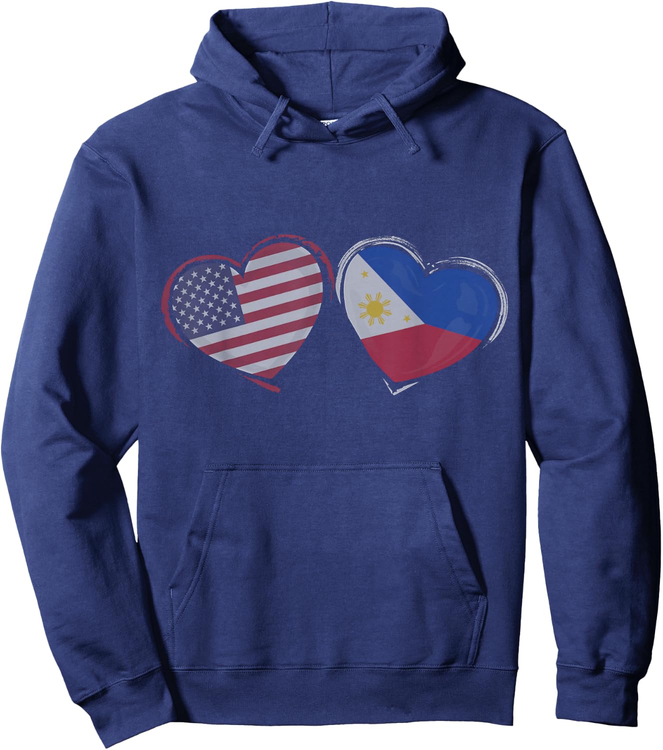 USA Philippines Flag Heart Valentines Day Filipino American Hoodie - Hoodie | Navy