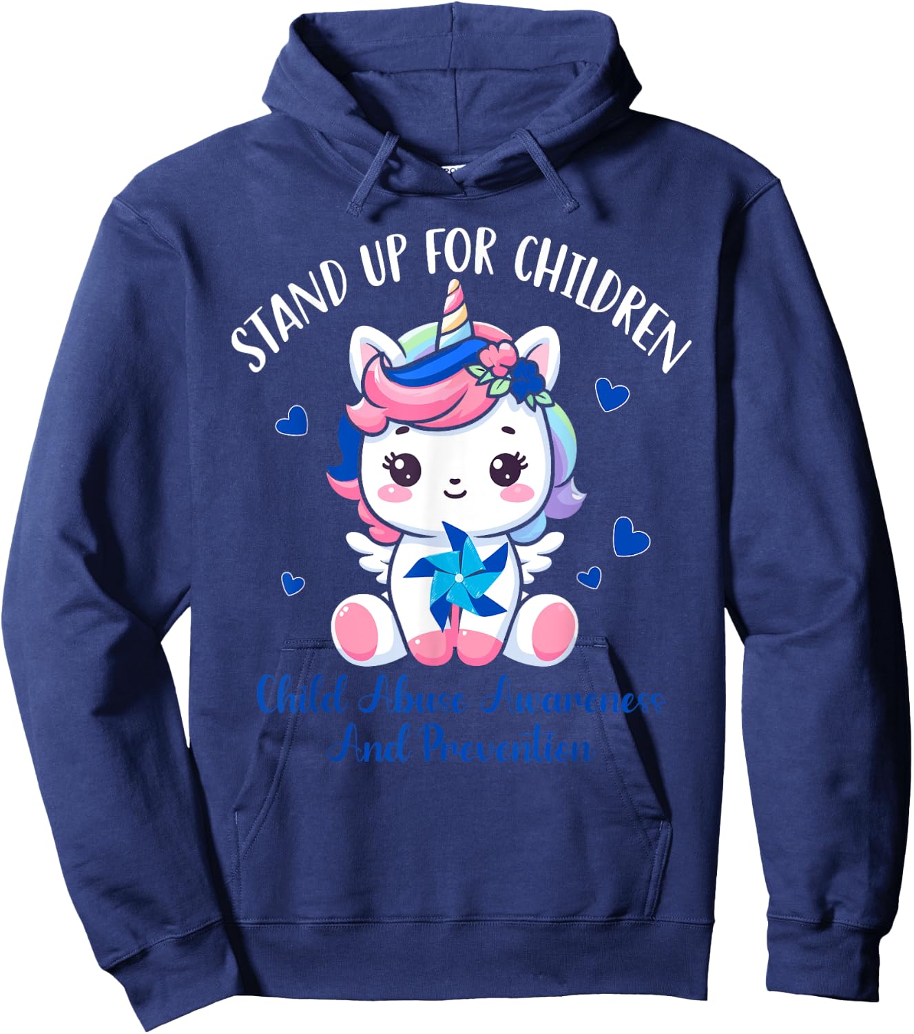 Child Abuse Prevention Month-Stand Up For Children Unicorn Hoodie - Hoodie | Navy