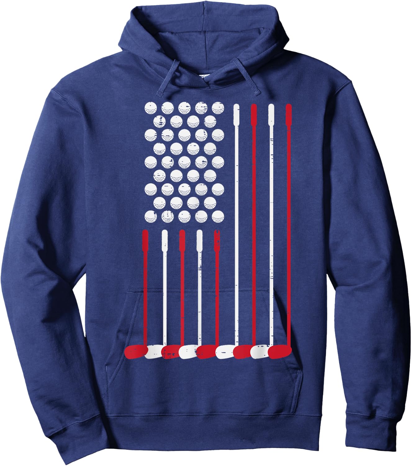 Golf Balls Clubs US Flag 4th July Patriotic Golfer Dad Men Hoodie - Hoodie | Navy