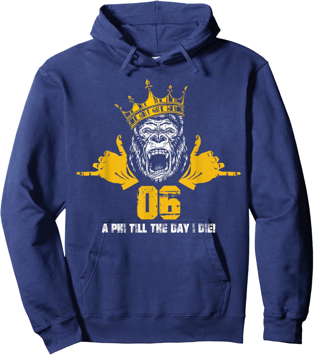 Alpha African 1906 Fraternity Hand Sign Ape Crown Hoodie - Hoodie | Navy
