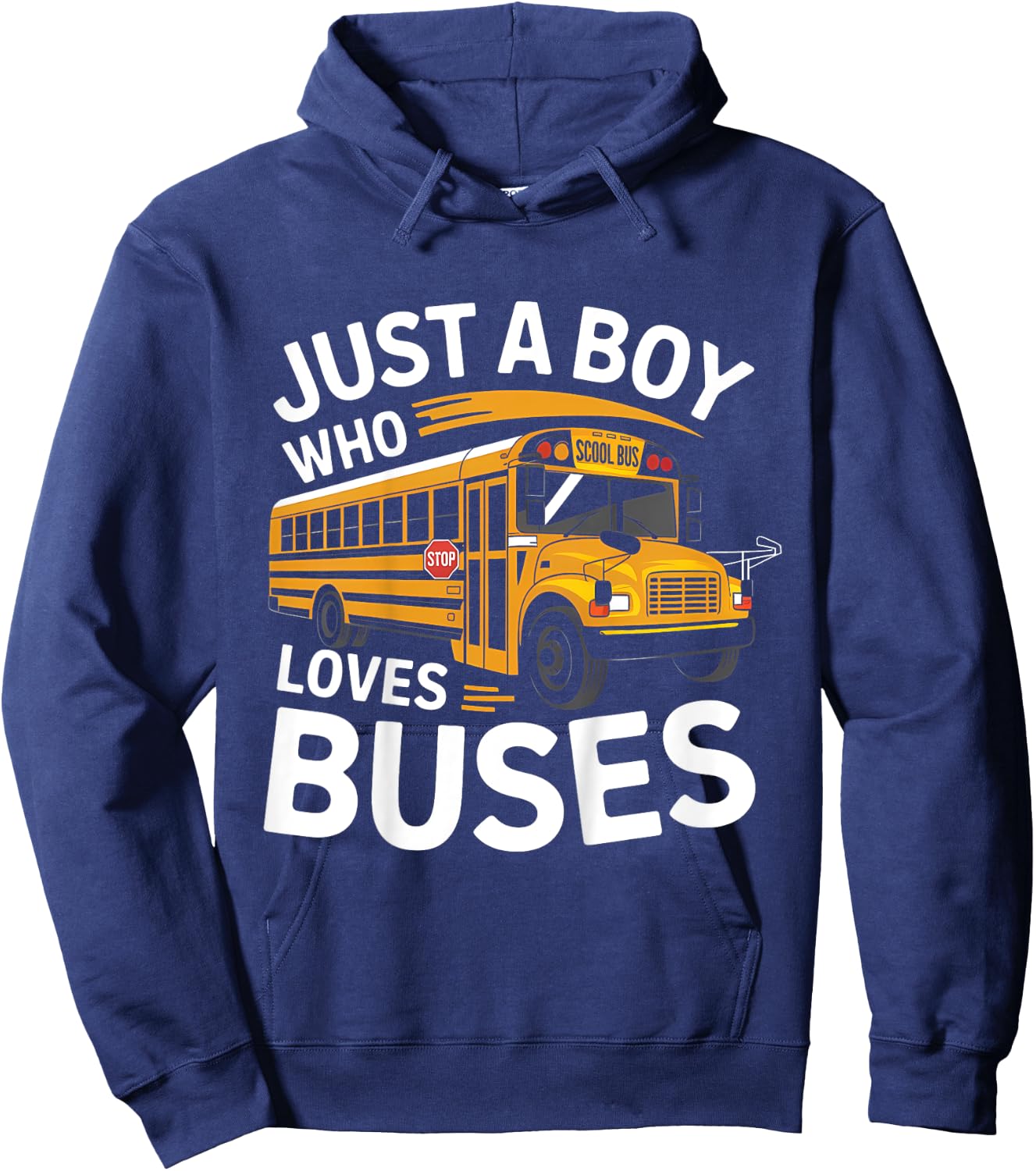 Kids School Bus Costume Just a Boy who loves Buses Hoodie - Hoodie | Navy