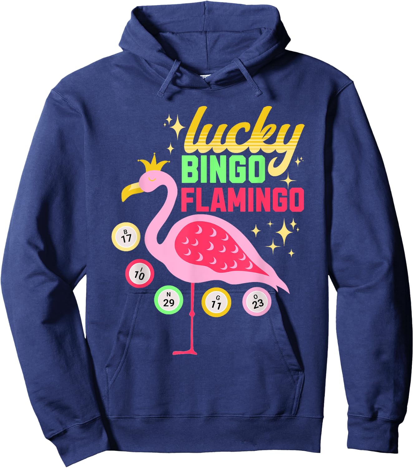 Bingo Lucky Flamingo Funny Bingo Player Lover Grandma Women Hoodie - Hoodie | Navy