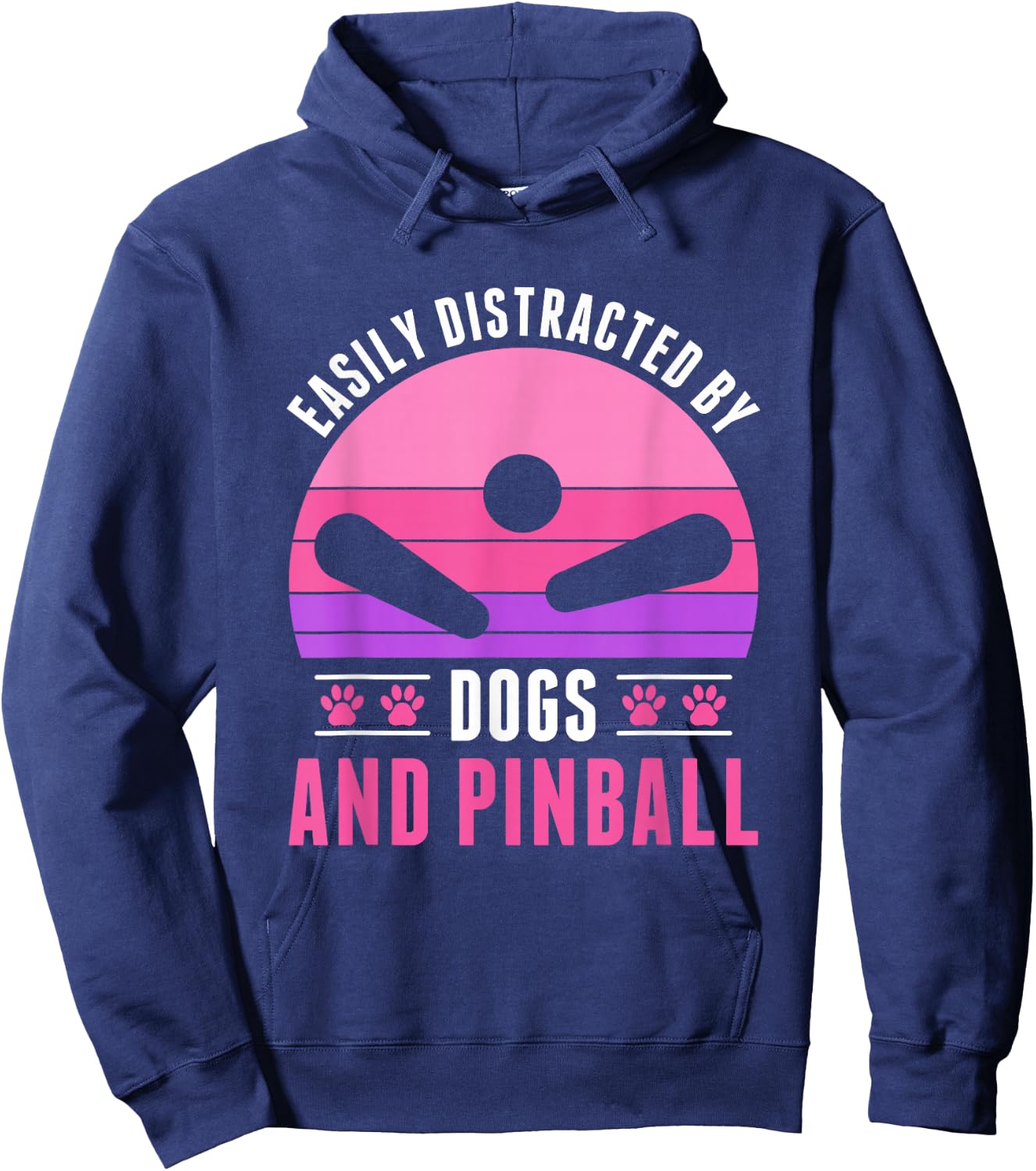 Easily Distracted by Pinball and Dogs Pinball Women Girls Hoodie - Hoodie | Navy