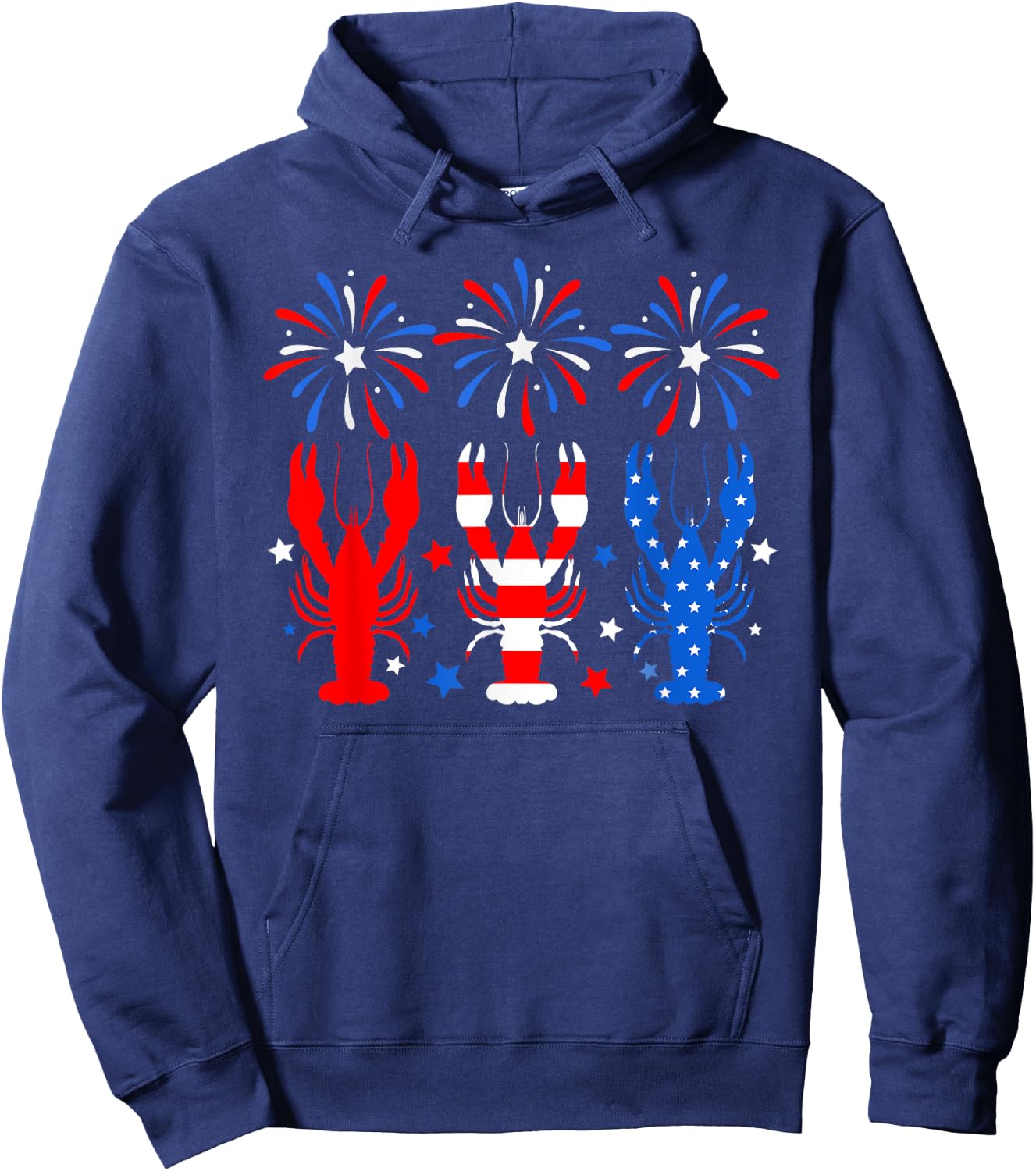4th Of July Crawfish American Flag Red White Blue Fireworks Hoodie - Hoodie | Navy