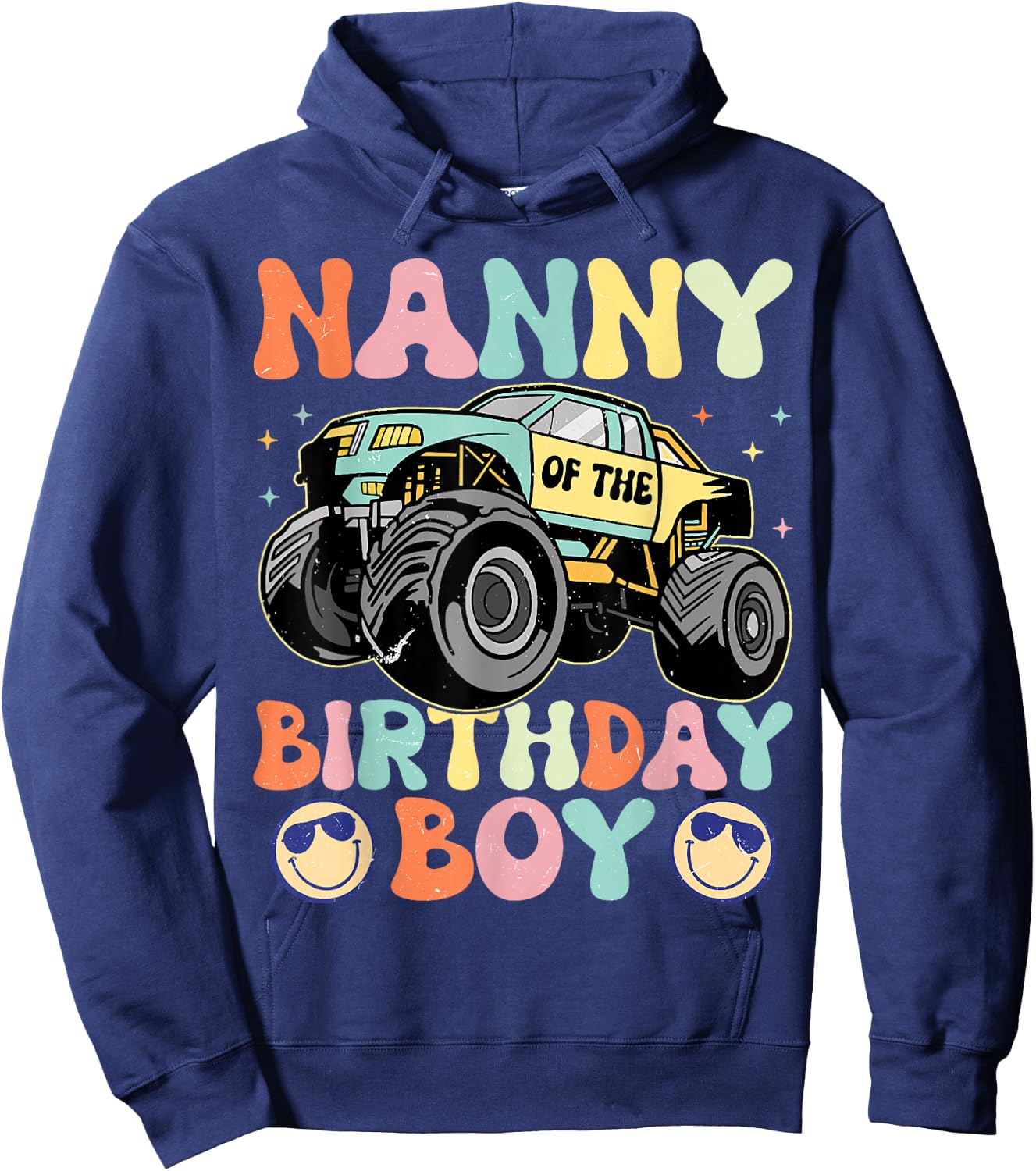 Monster Truck Nanny Of The Birthday Boy Matching Family Hoodie - Hoodie | Navy