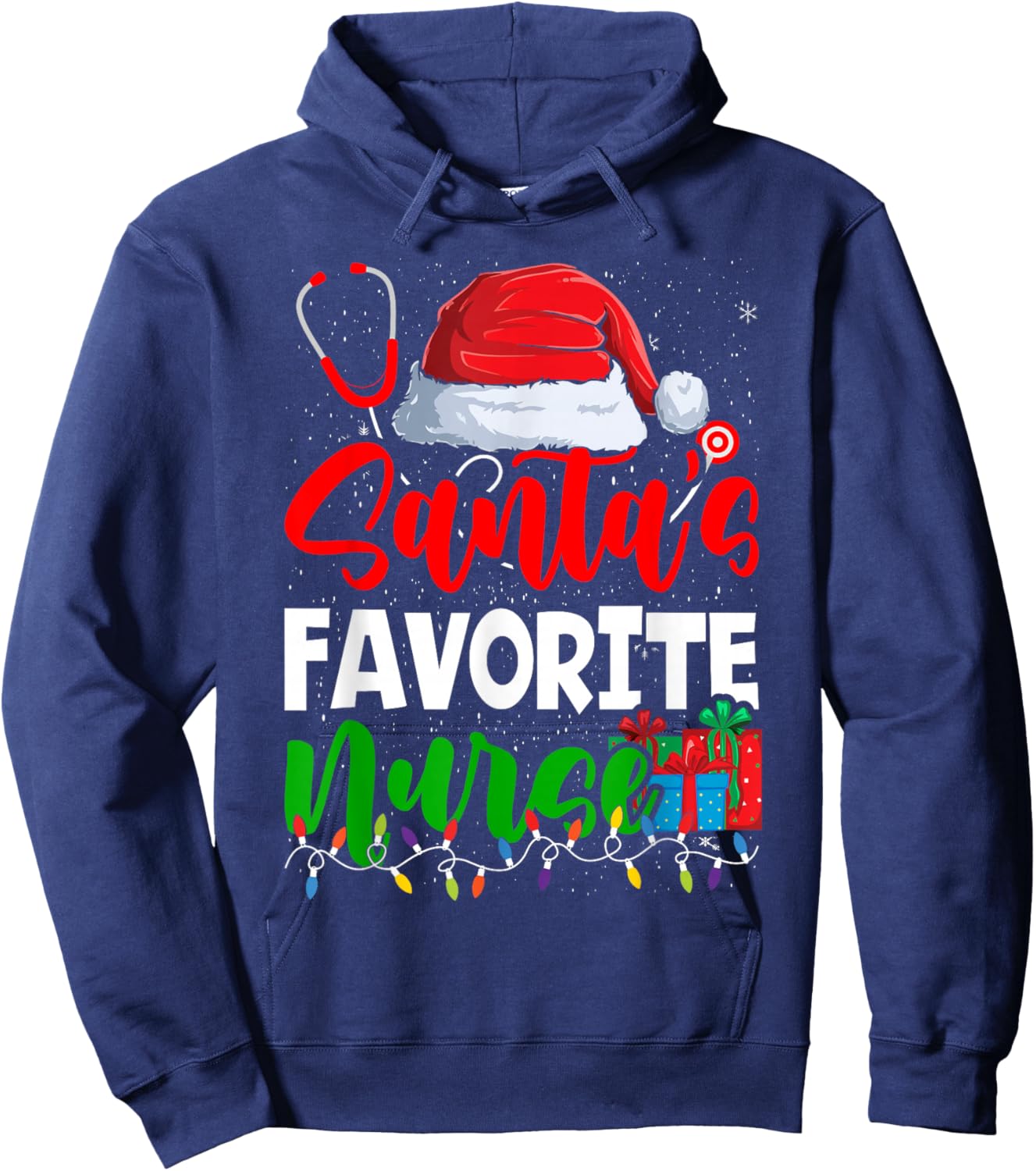 Santa's Favorite Nurse Christmas Nursing Hoodie - Hoodie | Navy
