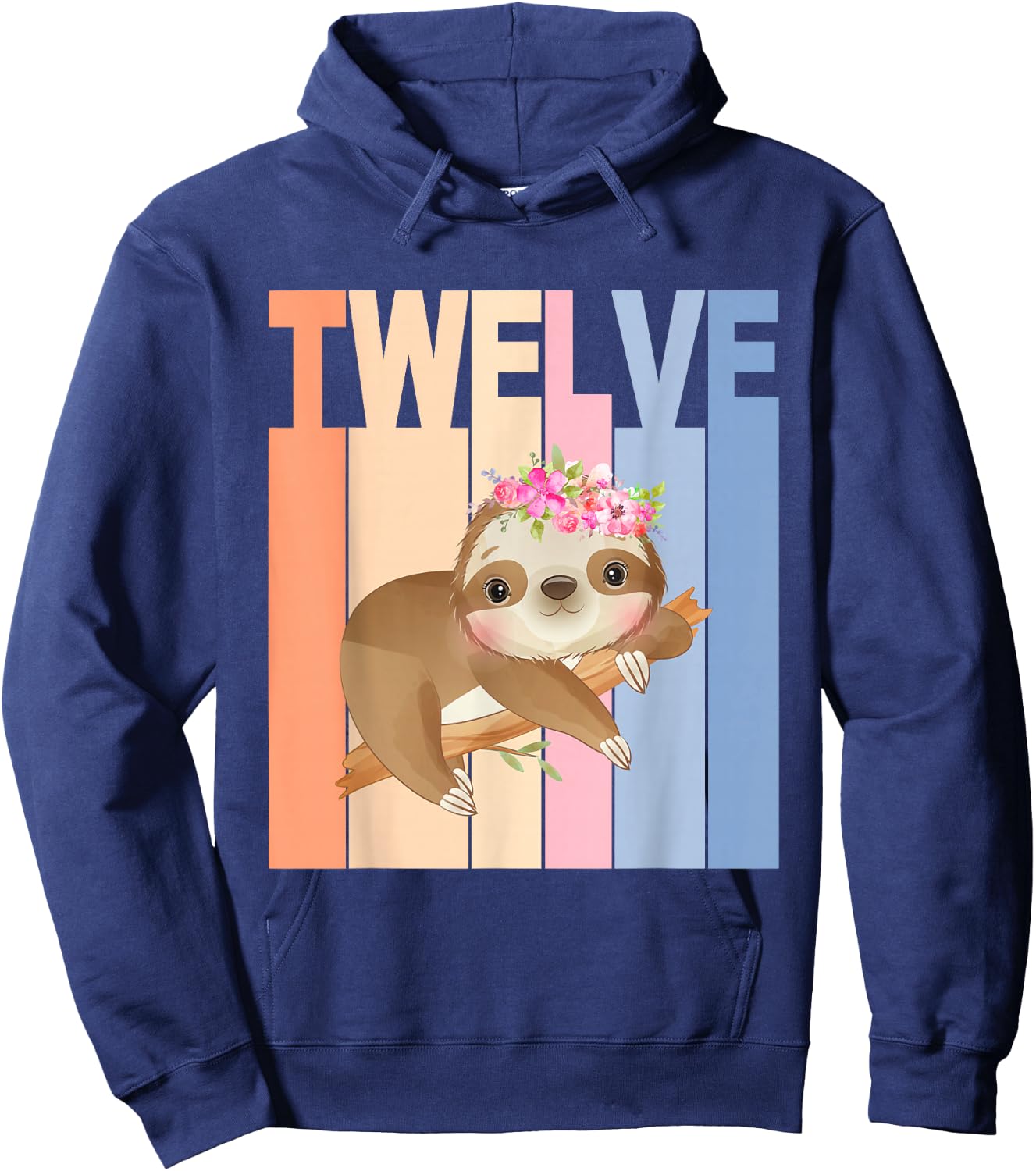 12 Year Old Cute Sloth Birthday Girl 12th Birthday Party Hoodie - Hoodie | Navy