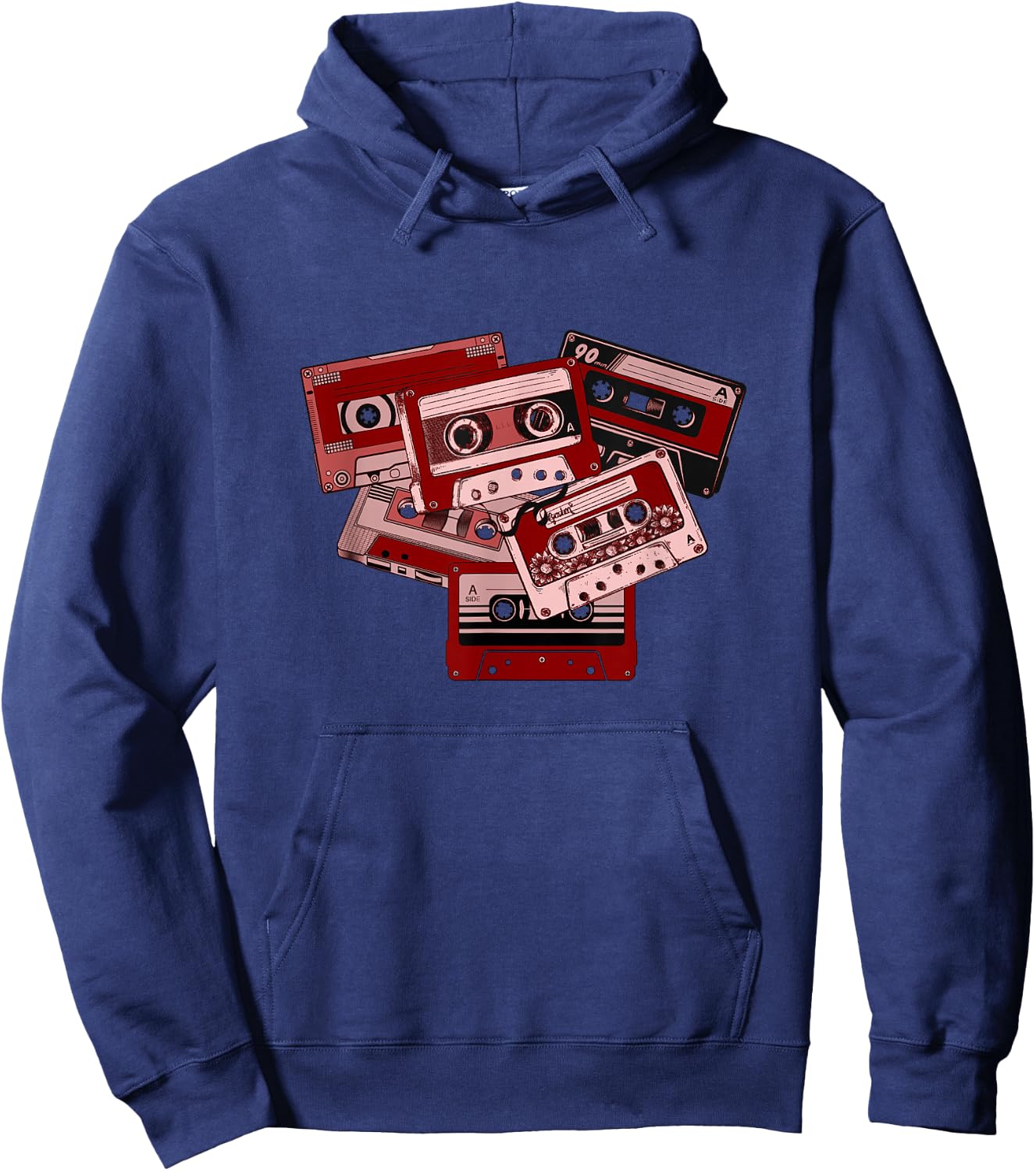 Maroon Red Burgundy Tape Cassettes Classic Old School Maroon Hoodie - Hoodie | Navy