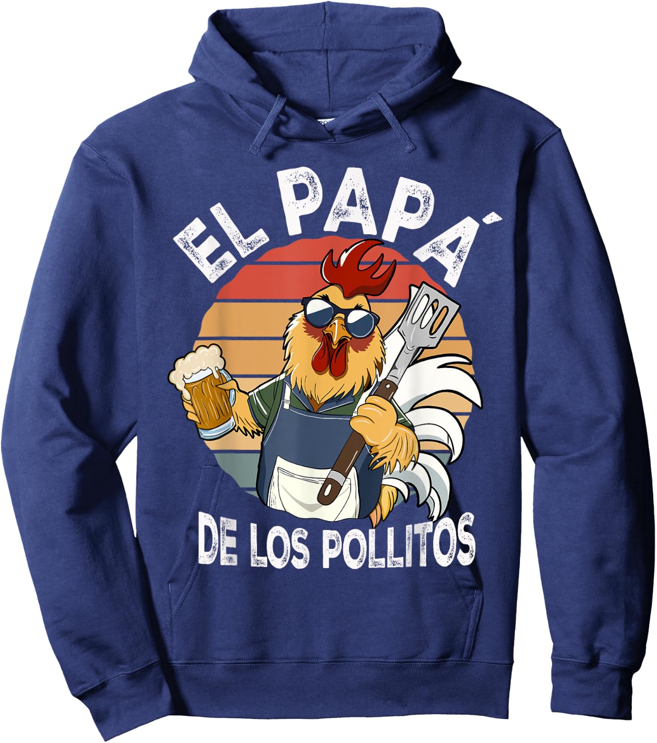 El Papa de lo pollitos funny Spanish Dia del Padre Hoodie - Hoodie | Navy