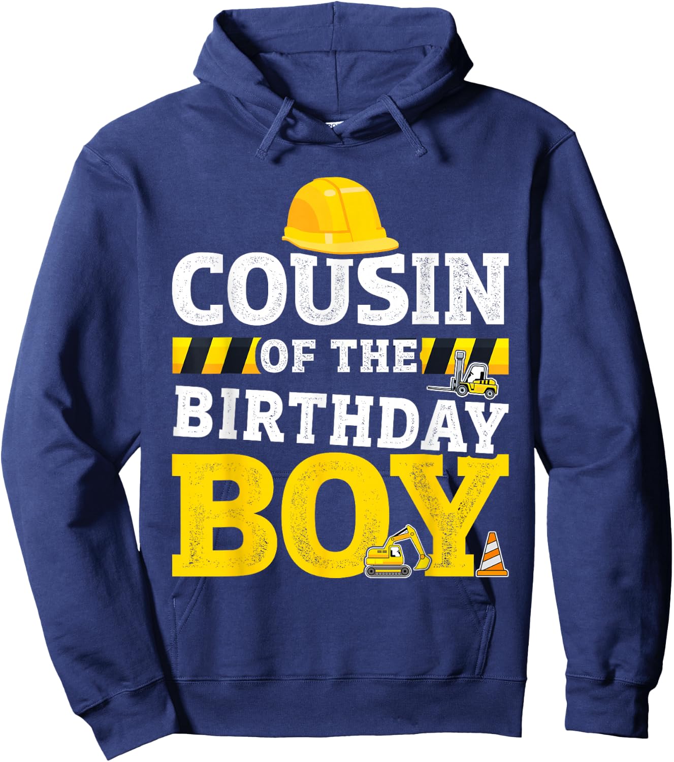 Cousin of birthday boy matching family construction party Hoodie - Hoodie | Navy