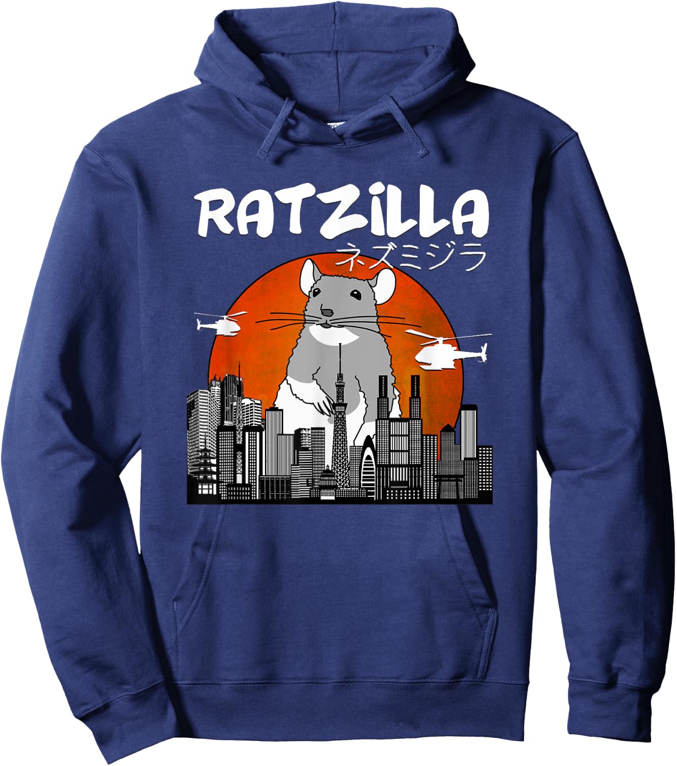 Funny Ratzilla, Japan Mouse Hoodie - Hoodie | Navy