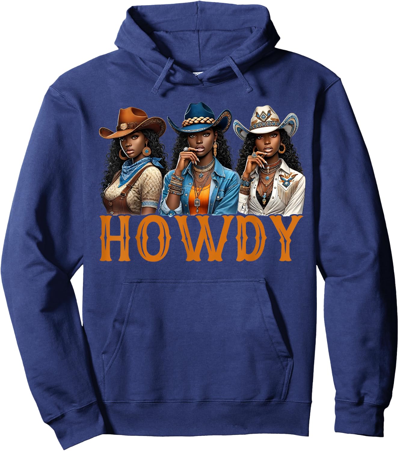 Howdy Western Rodeo Melanin Black Cowgirl African American Hoodie - Hoodie | Navy