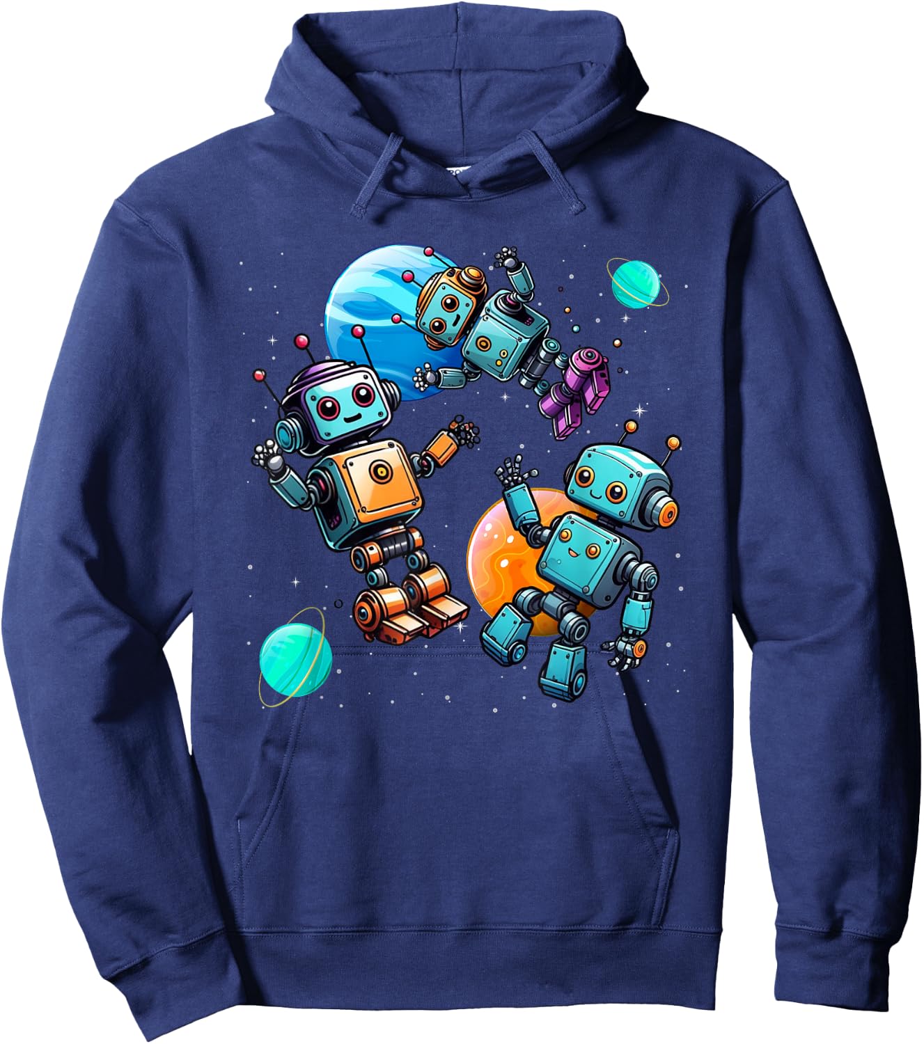 Funny Robot Robotics Apparel -Adult , Black, Small, Short Sleeve, Modern Humorous Robotics Design Hoodie - Hoodie | Navy