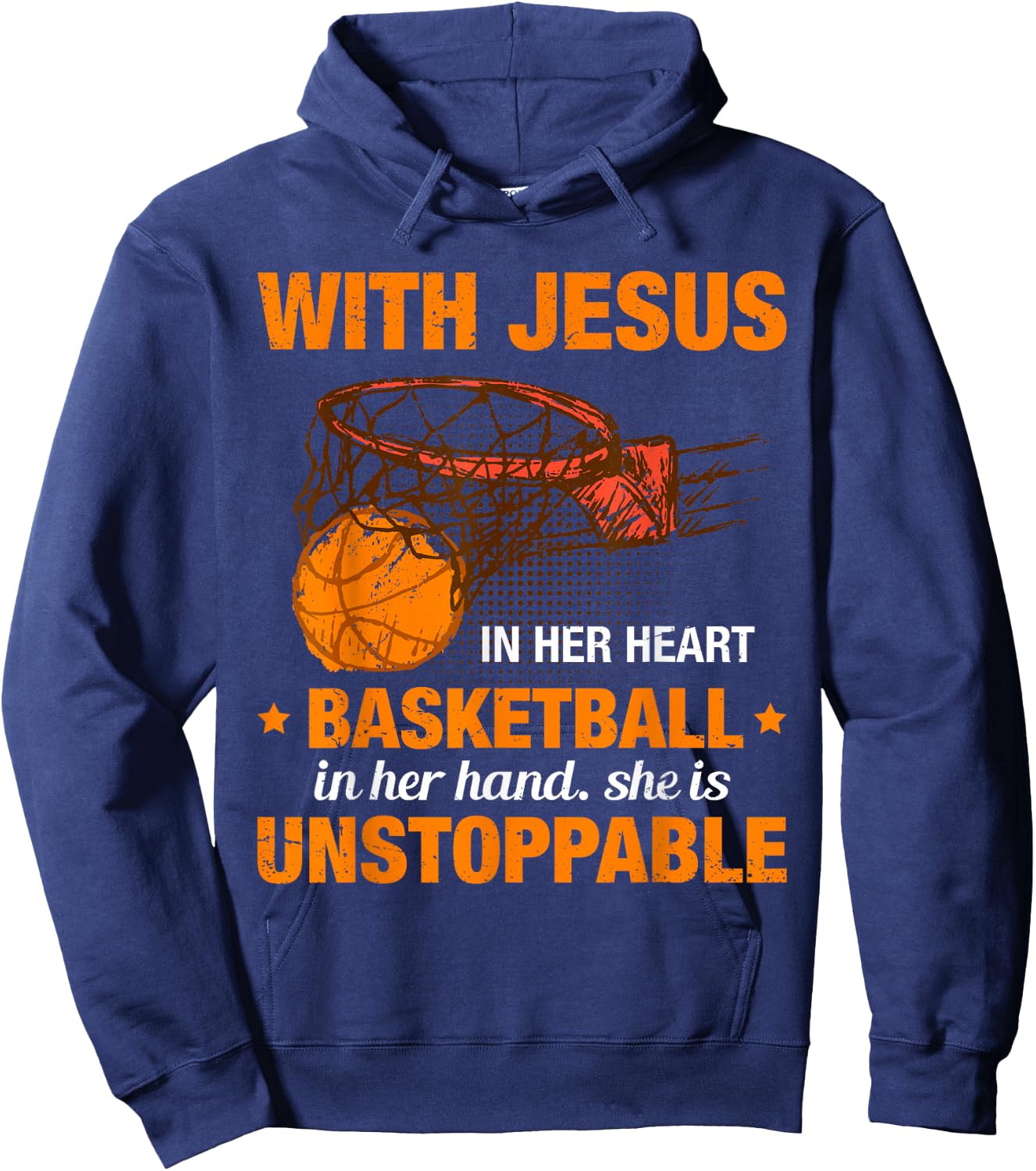 Christian Basketball Girl Religious Jesus Basketball Lover Hoodie - Hoodie | Navy