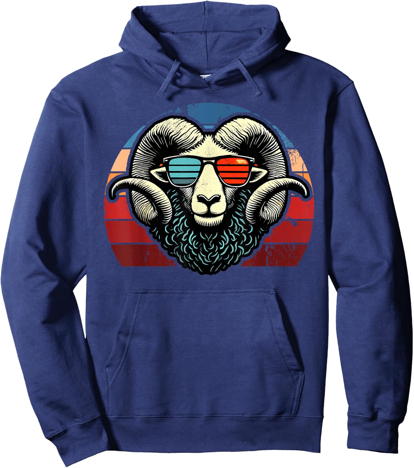 Retro Ram in Sunglasses Men Women Kids Novelty Funny Ram Hoodie - Hoodie | Navy