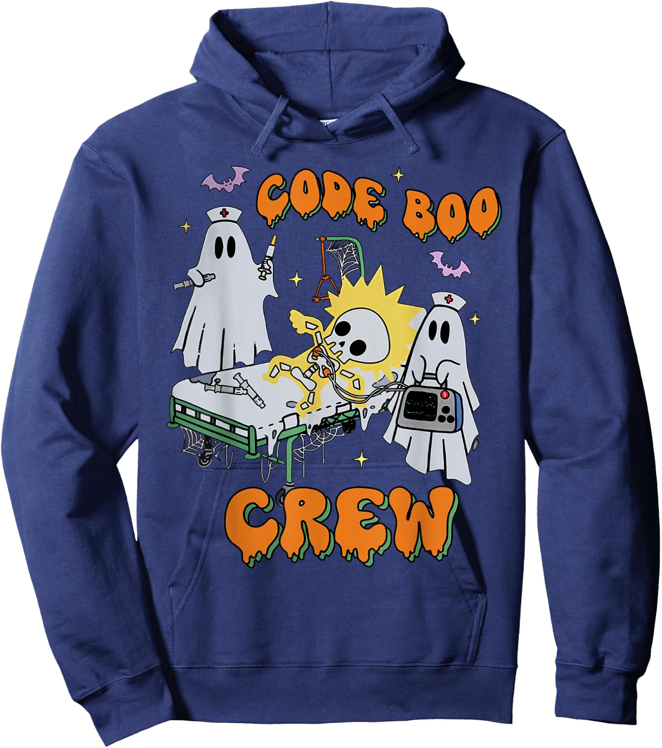 Code Boo Crew Funny Ghost Nurse Halloween Costume Nursing Hoodie - Hoodie | Navy