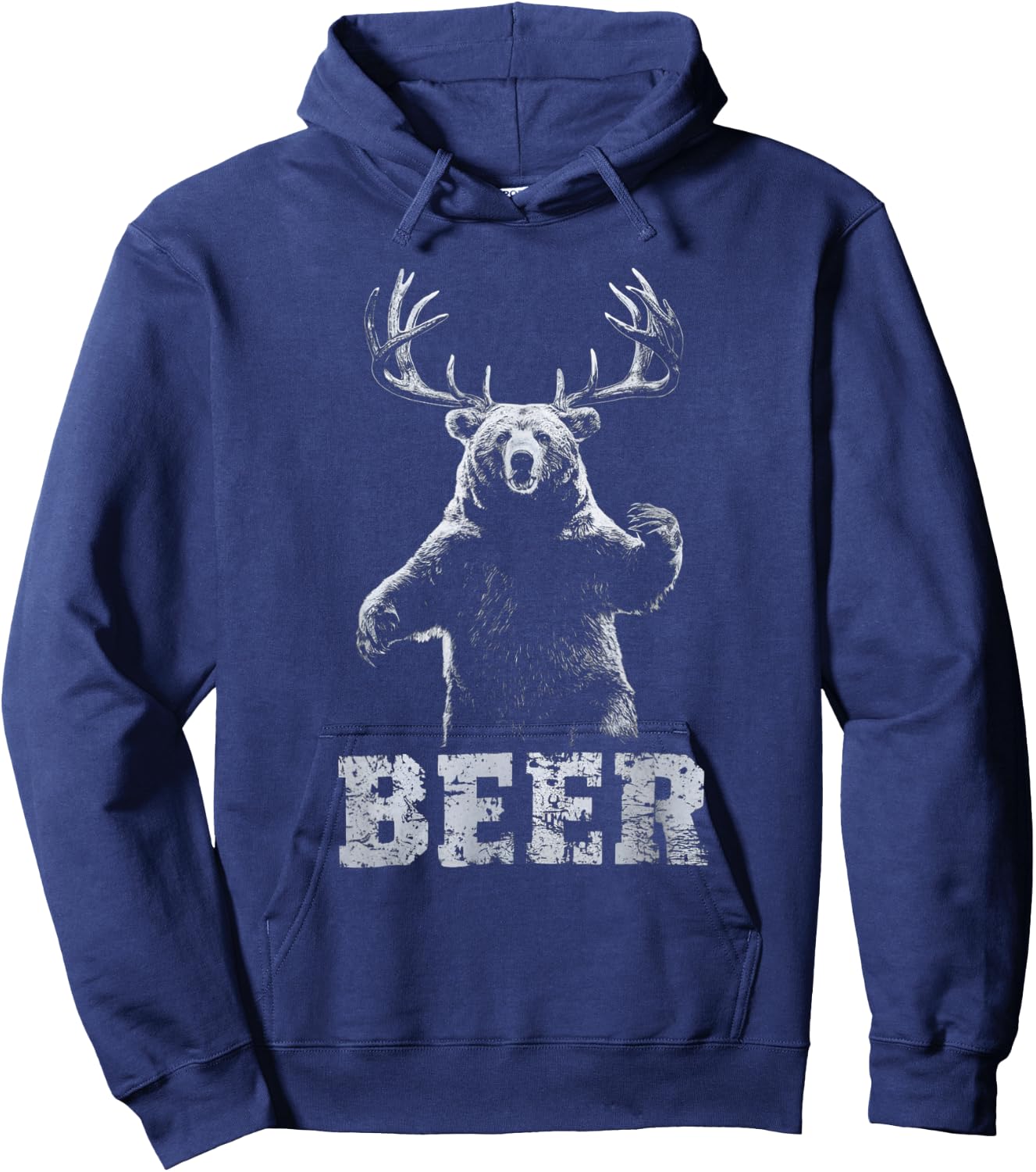 Vintage Bear Deer Hunter Funny Beer Drinker and Hunting Hoodie - Hoodie | Navy