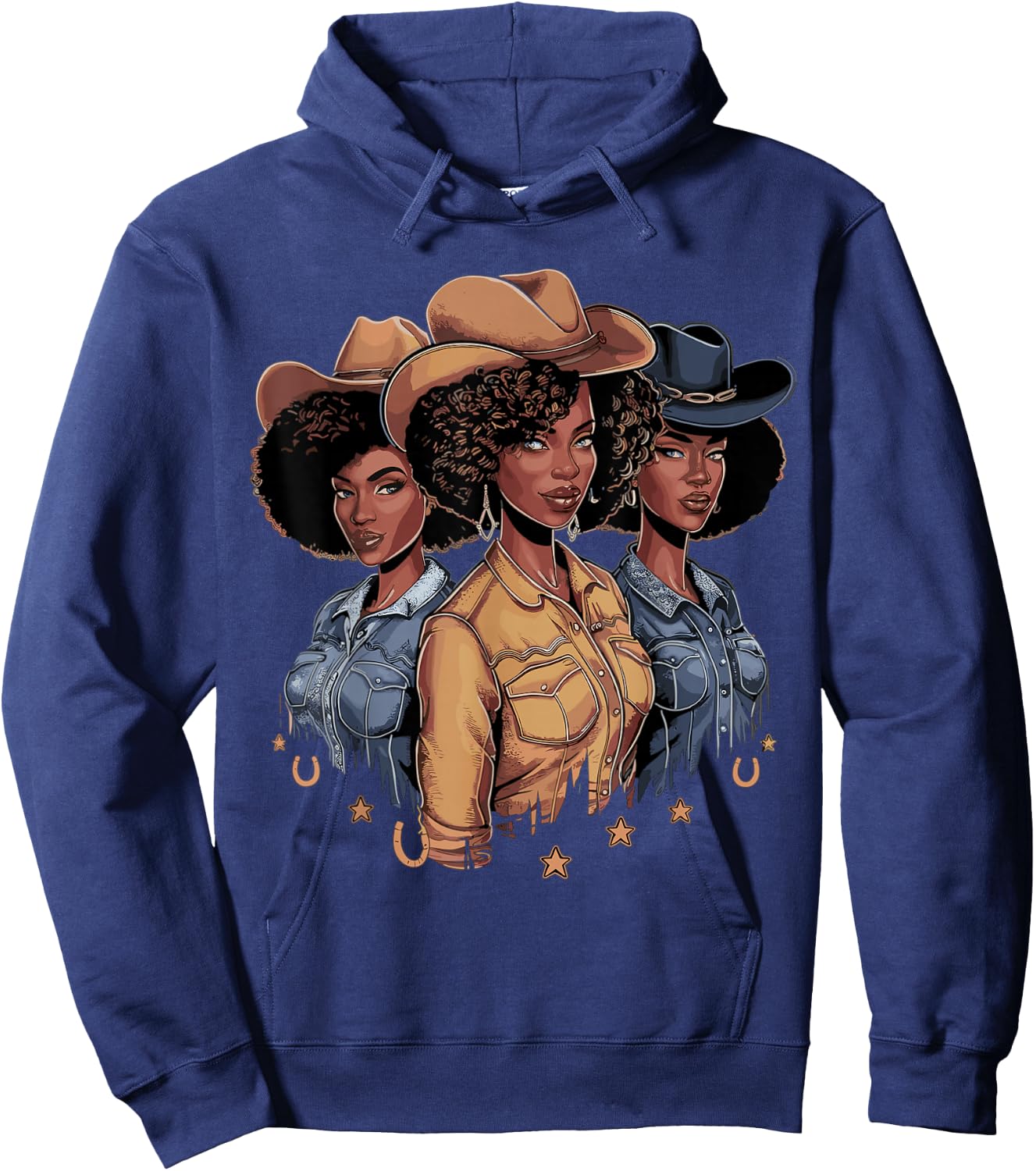 Black Cowgirl Rodeo Melanin Hoodie - Hoodie | Navy