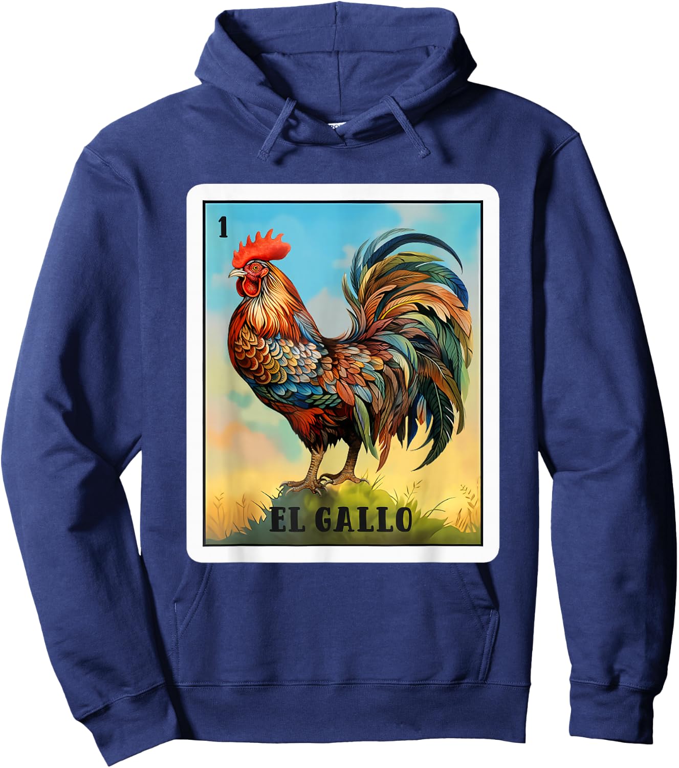 Mexican El Gallo Bingo Card Game Traditional Rooster Card Hoodie - Hoodie | Navy