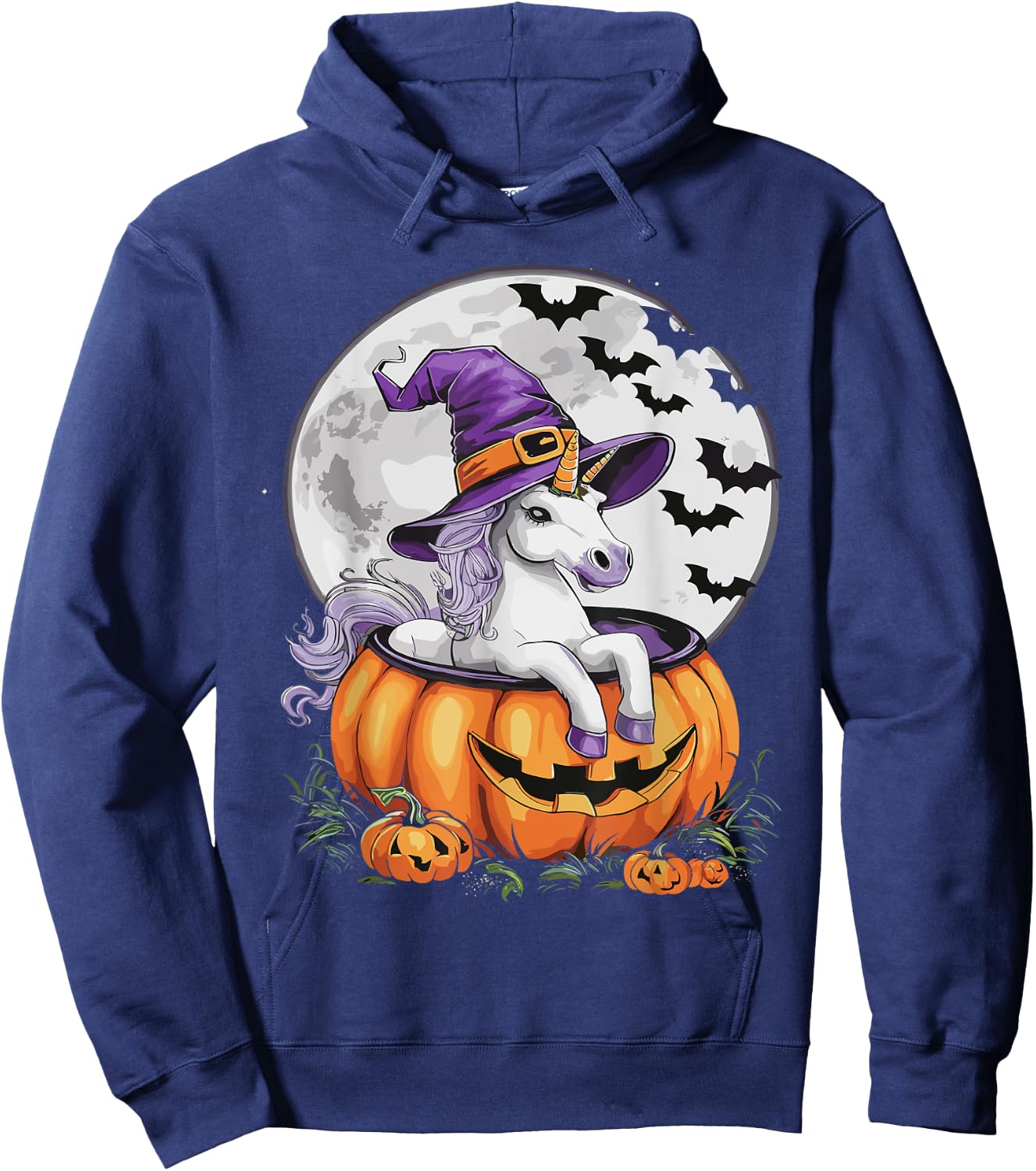 Cute Unicorn Halloween Girls Women Witchy Unicorn Halloween Hoodie - Hoodie | Navy