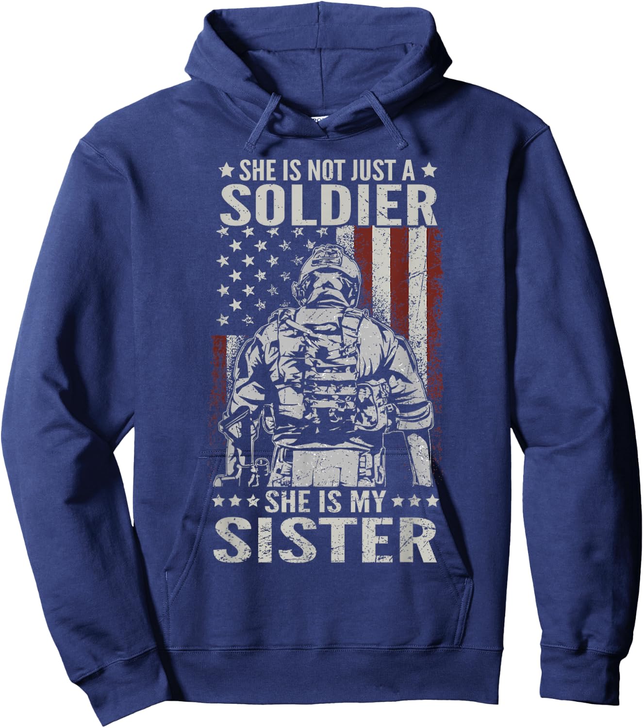 Not Just A Soldier She Is My Sister Female US Veteran Hoodie - Hoodie | Navy