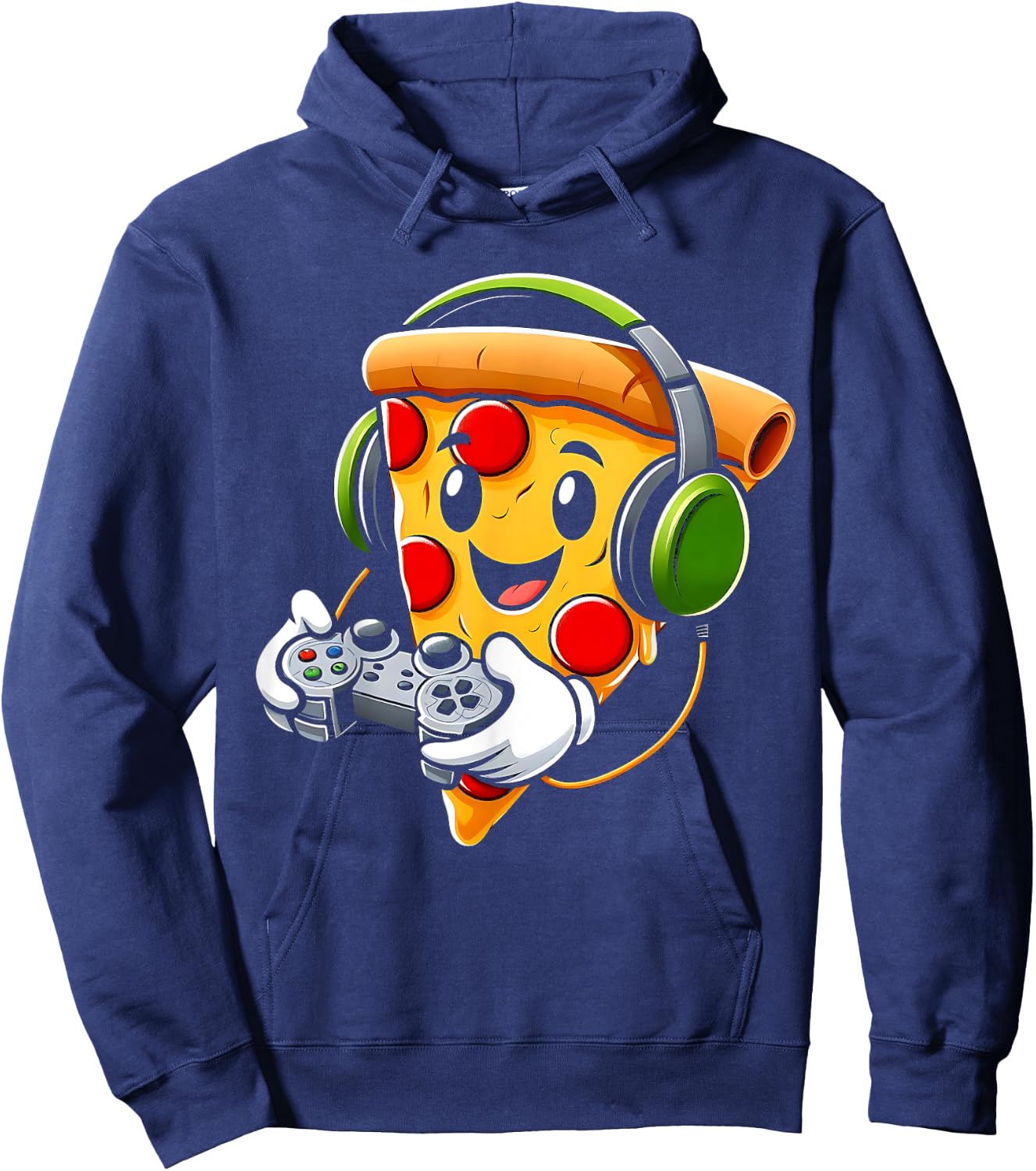 Funny Gamer Pizza Gaming Food Lovers Play Video Games Hoodie - Hoodie | Navy