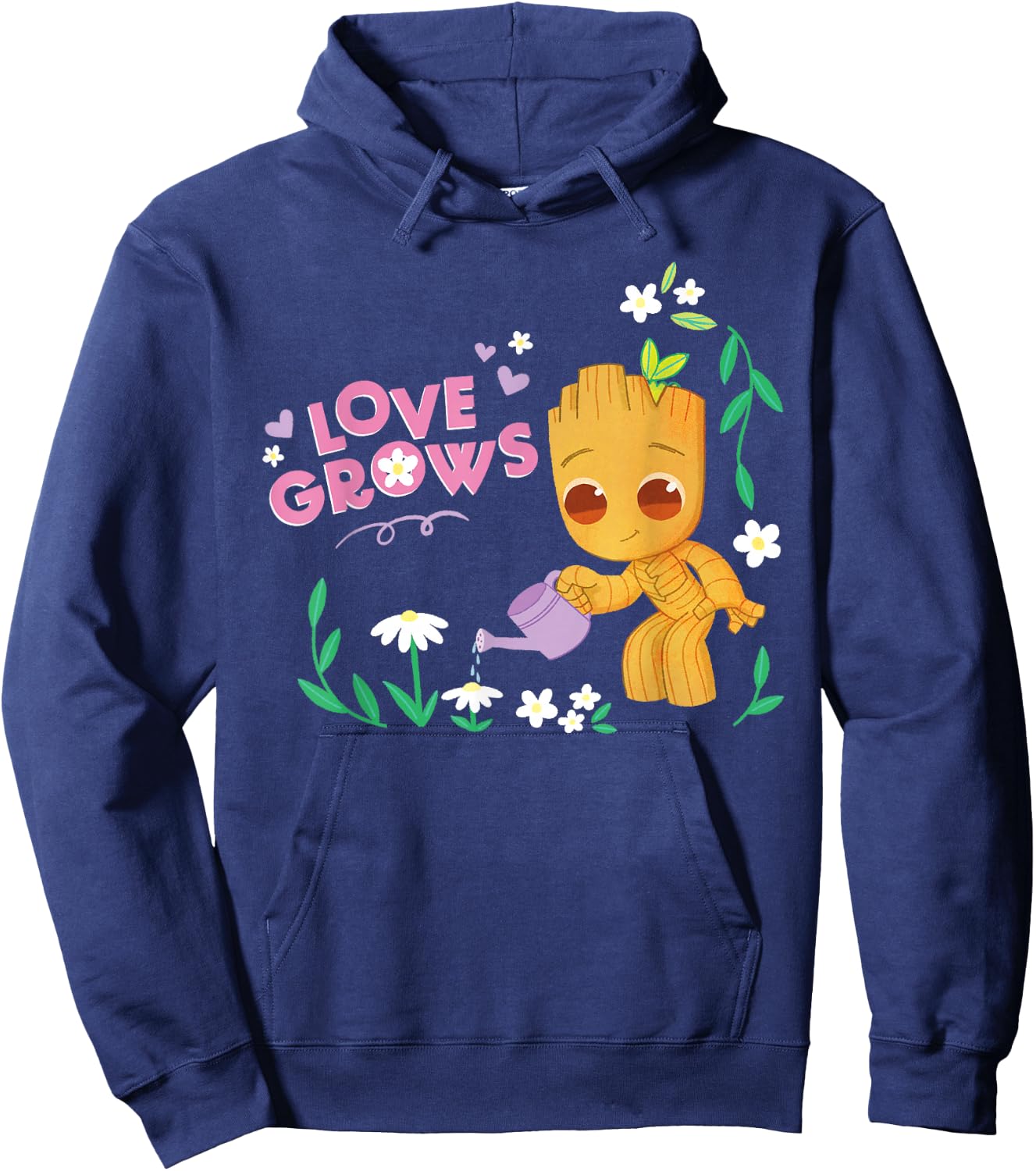 Marvel Valentine’s Day Spring Flower Garden Groot Love Grows Hoodie - Hoodie | Navy