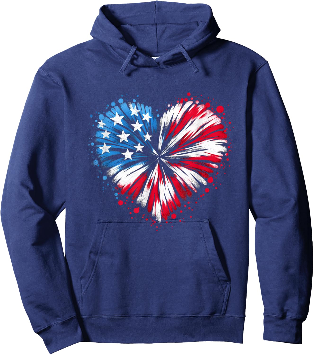 Tie dye Heart USA Flag Colors white, Red & Blue 4th Of July Women Kids Men Hoodie - Hoodie | Navy