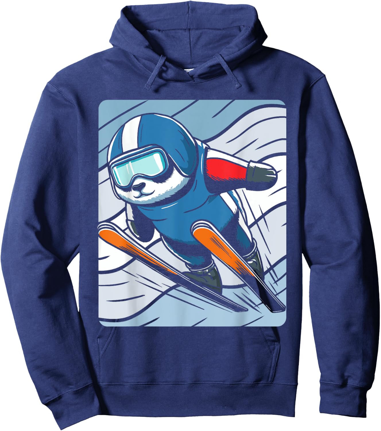 Ski Jumping Skiing Panda Nordic Jumping Hoodie - Hoodie | Navy